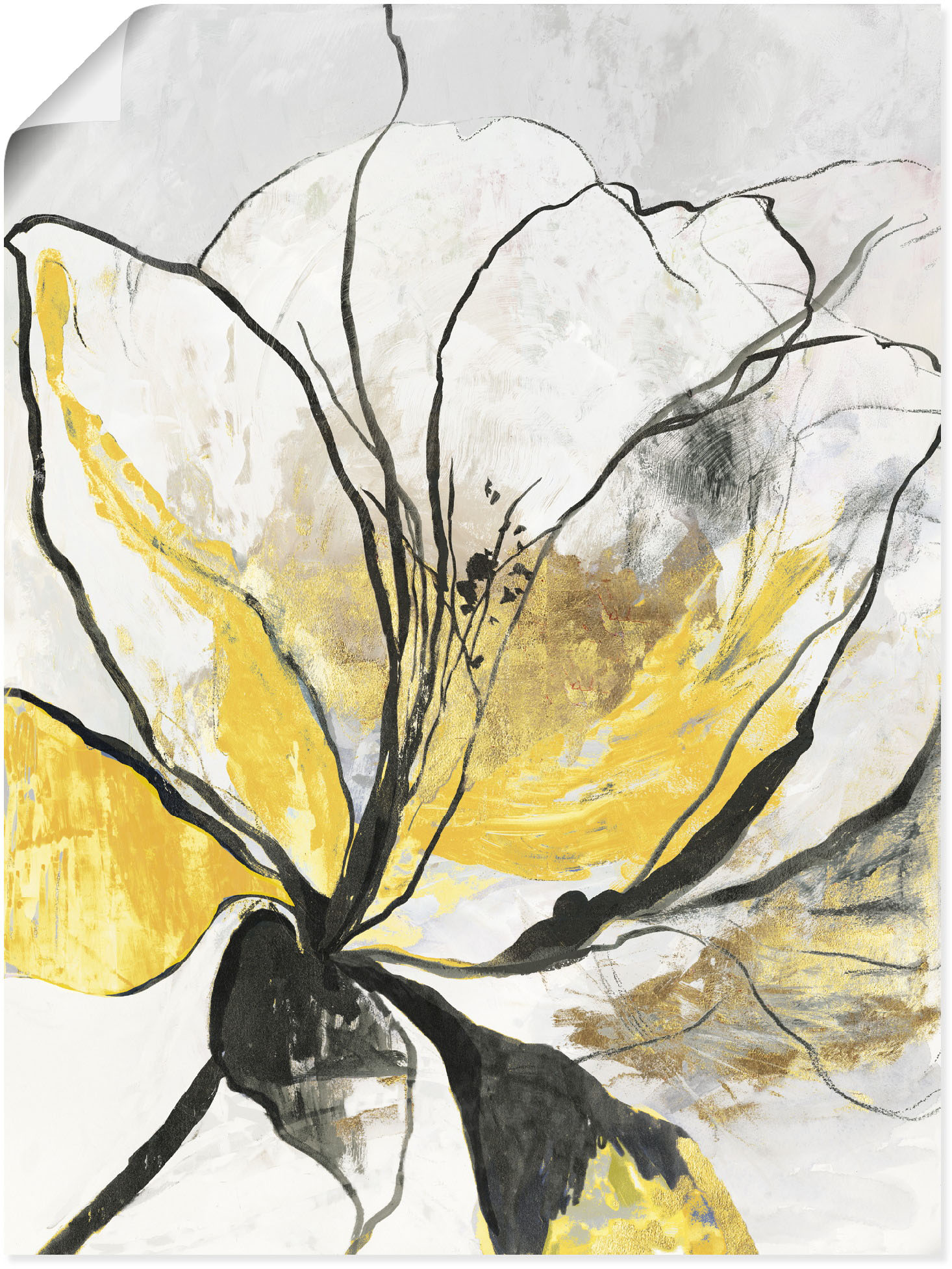 Artland Wandbild »Umrissenes Blumenmuster I gelbe Version«, Blumenbilder, (1 St.) von Artland
