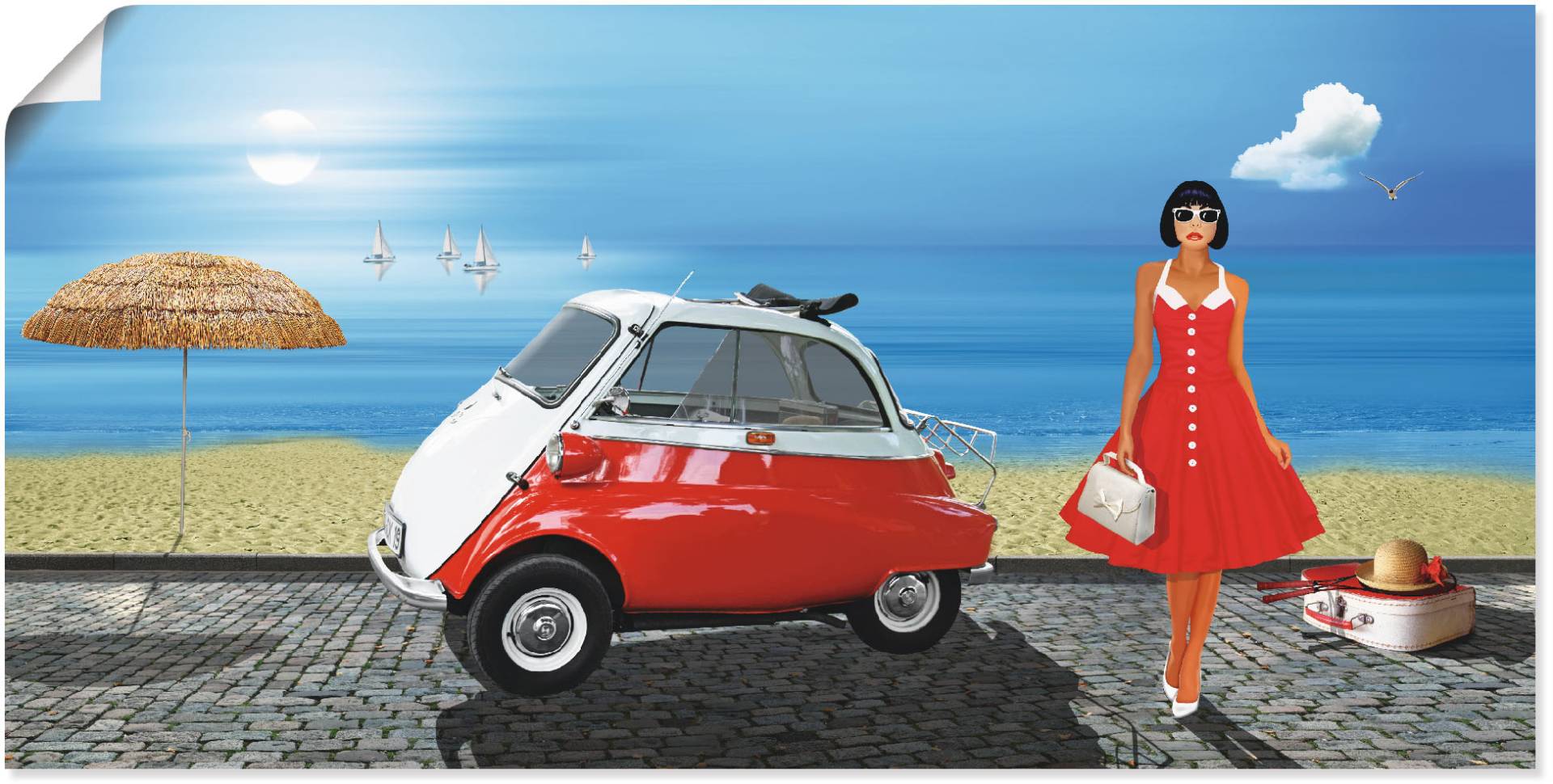 Artland Poster »Urlaub in den 60er Jahren«, Frau, (1 St.), als Leinwandbild, Wandaufkleber oder Poster in versch. Grössen Artland Poster »Urlaub in den 60er Jahren«, Frau, (1 St.), als Leinwandbild, Wandaufkleber oder Poster in versch. Grössen von Artland