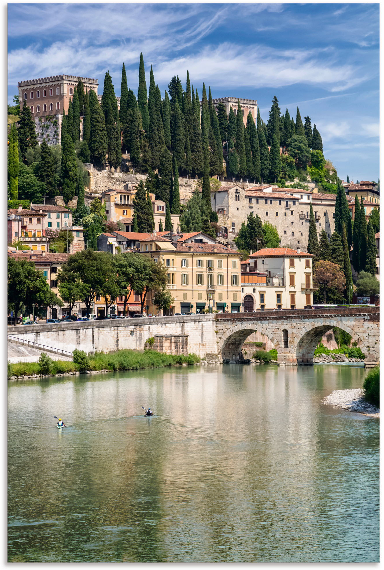 Artland Wandbild »VERONA Etsch und Hügel San Pietro«, Italien, (1 St.), als Alubild, Leinwandbild, Wandaufkleber oder Poster in versch. Grössen von Artland
