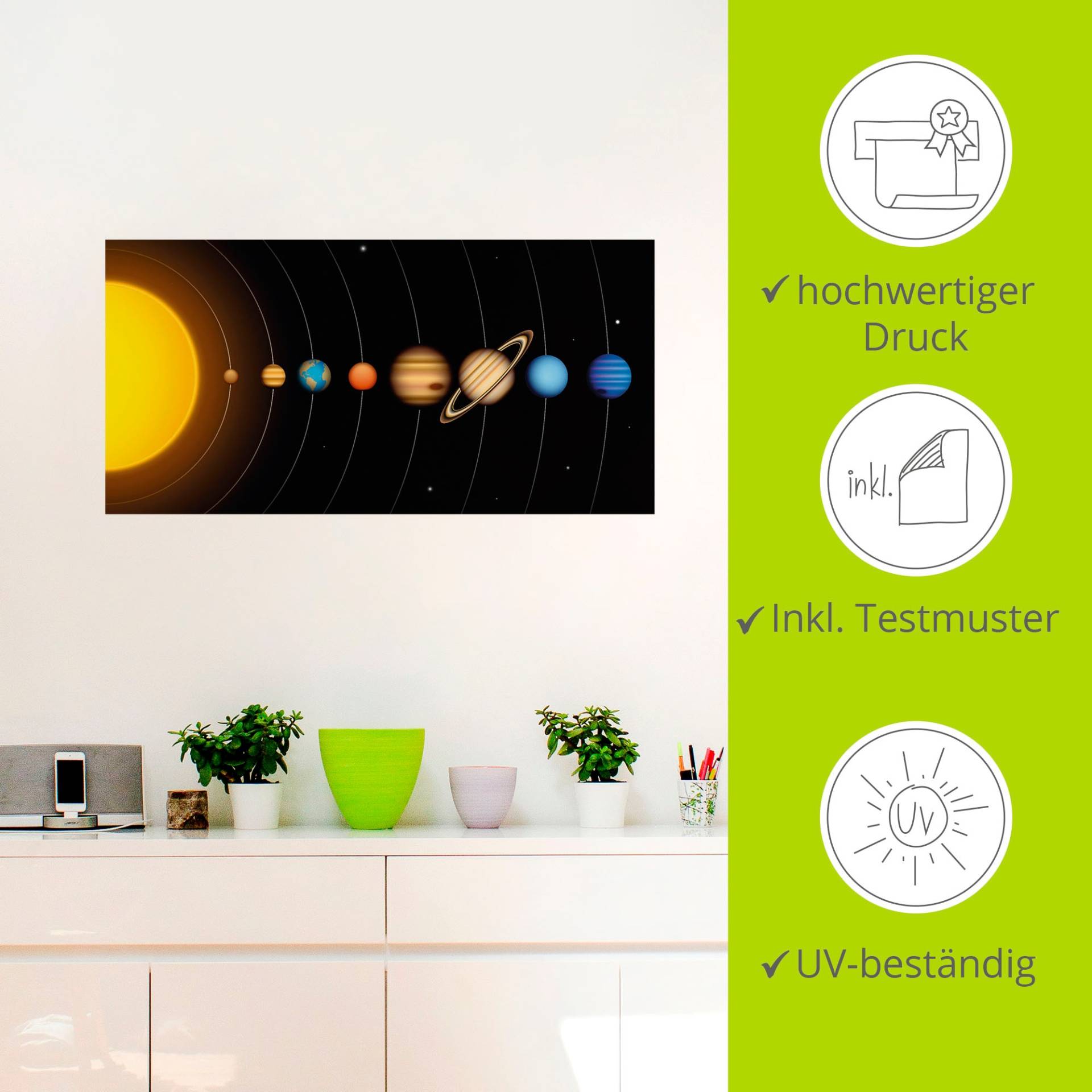 Artland Wandbild »Vector Sonnensystem mit Planeten«, Sonnensystem, (1 St.) von Artland