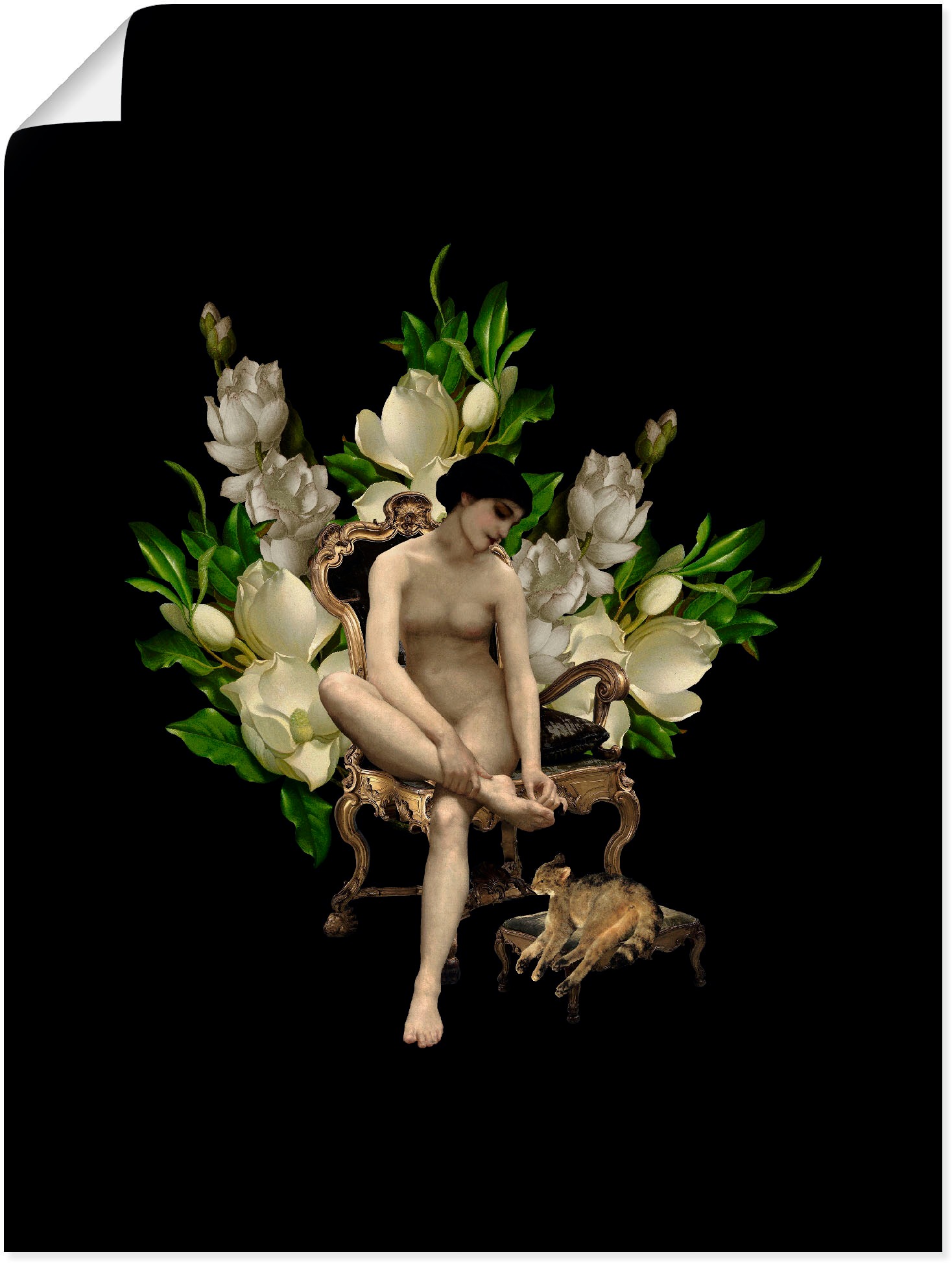 Artland Poster »Venus mit Katze und Magnolien«, Gottes Bilder, (1 St.), als Alubild, Leinwandbild, Wandaufkleber oder Poster in versch. Grössen von Artland