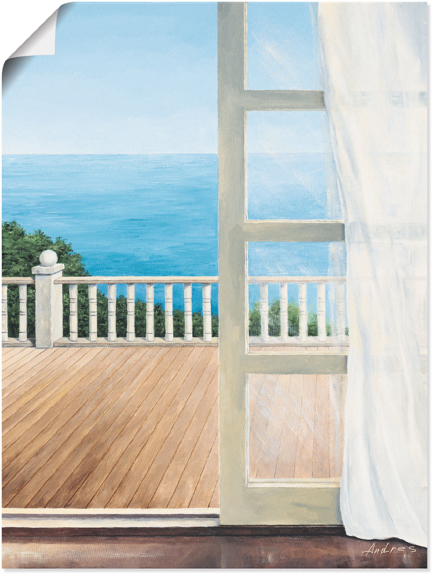 Artland Poster »Veranda mit Meerblick«, Fensterblick, (1 St.), auf Keilrahmen gespannt Artland Poster »Veranda mit Meerblick«, Fensterblick, (1 St.), auf Keilrahmen gespannt von Artland