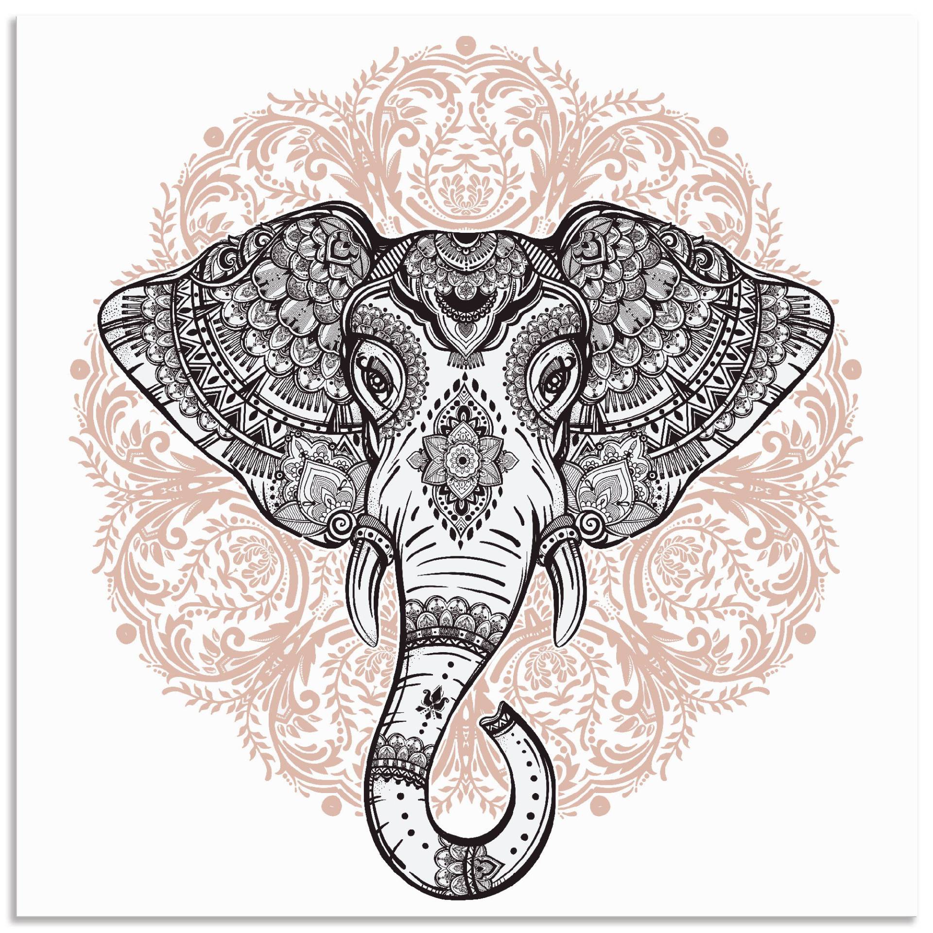 Artland Wandbild »Vintage Mandala Elefant«, Wildtiere, (1 St.) von Artland