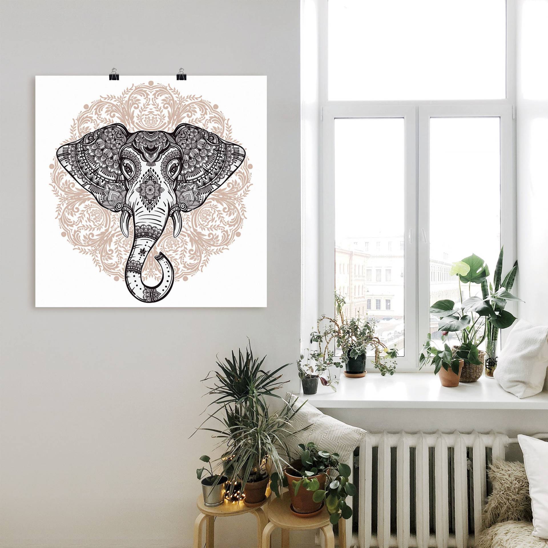 Artland Wandbild »Vintage Mandala Elefant«, Wildtiere, (1 St.), als Leinwandbild, Poster, Wandaufkleber in verschied. Grössen von Artland