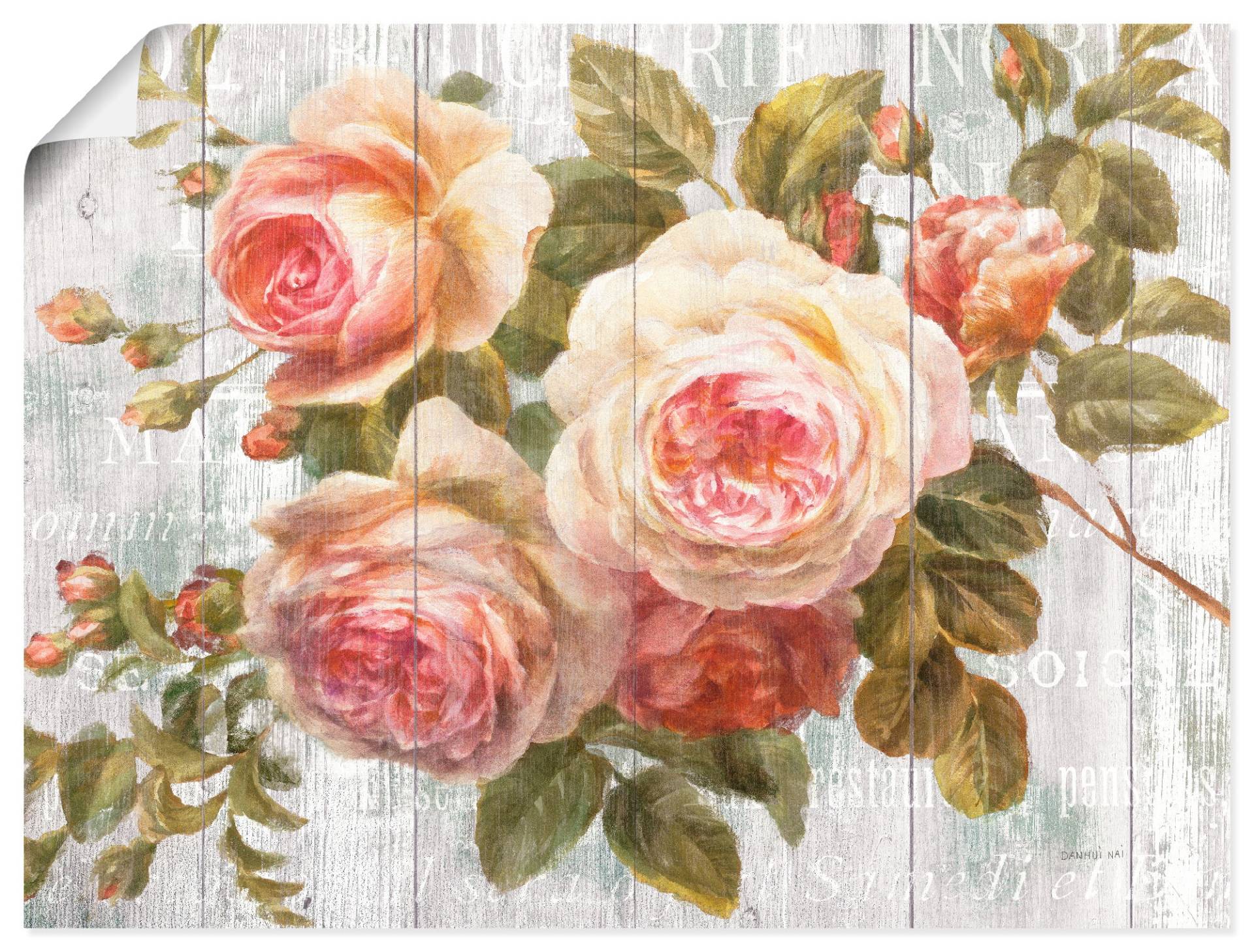 Artland Wandbild »Vintage Rosen auf Holz«, Blumen, (1 St.) von Artland