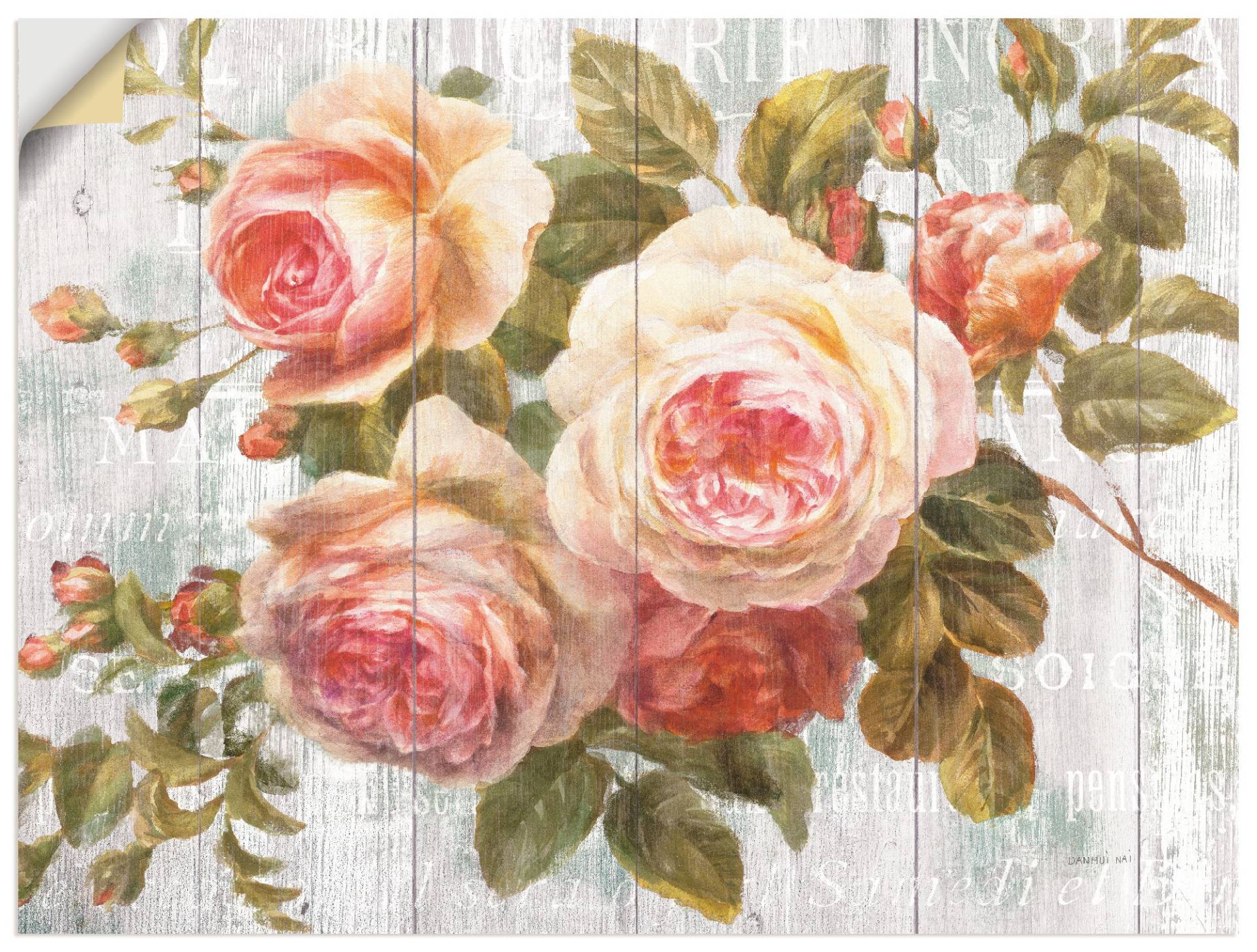 Artland Wandbild »Vintage Rosen auf Holz«, Blumen, (1 St.) von Artland