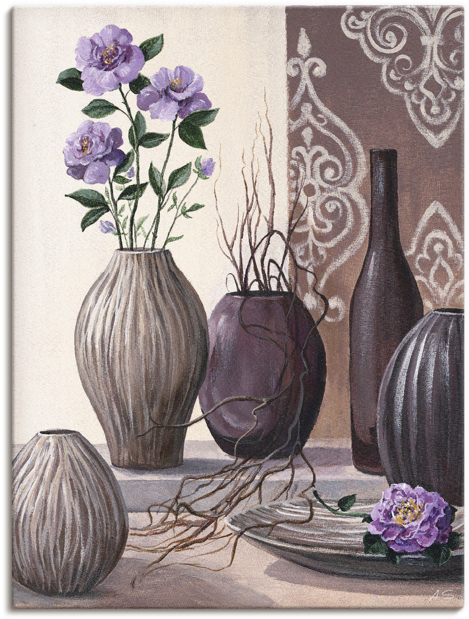 Artland Wandbild »Violette Rosen und braune Vasen«, Vasen & Töpfe, (1 St.) von Artland