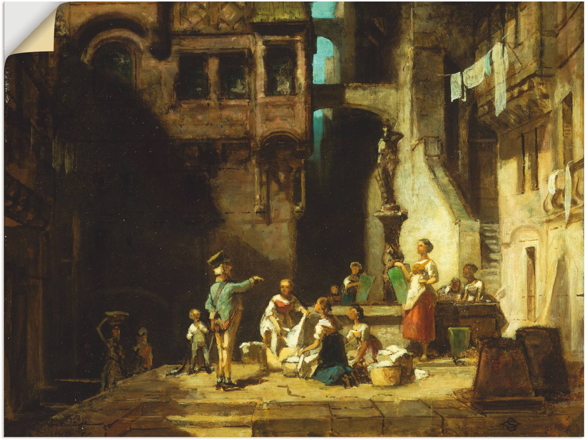 Artland Wandbild »Wäscherinnen am Brunnen. Um 1860«, Frau, (1 St.), als Leinwandbild, Wandaufkleber oder Poster in versch. Grössen von Artland