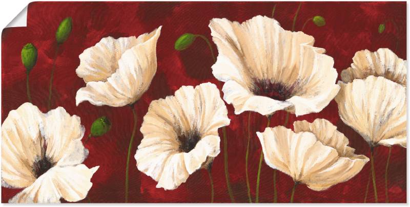 Artland Wandbild »Weisse Mohnblumen vor rot«, Blumen, (1 St.), als Alubild, Outdoorbild, Leinwandbild, Poster, Wandaufkleber von Artland