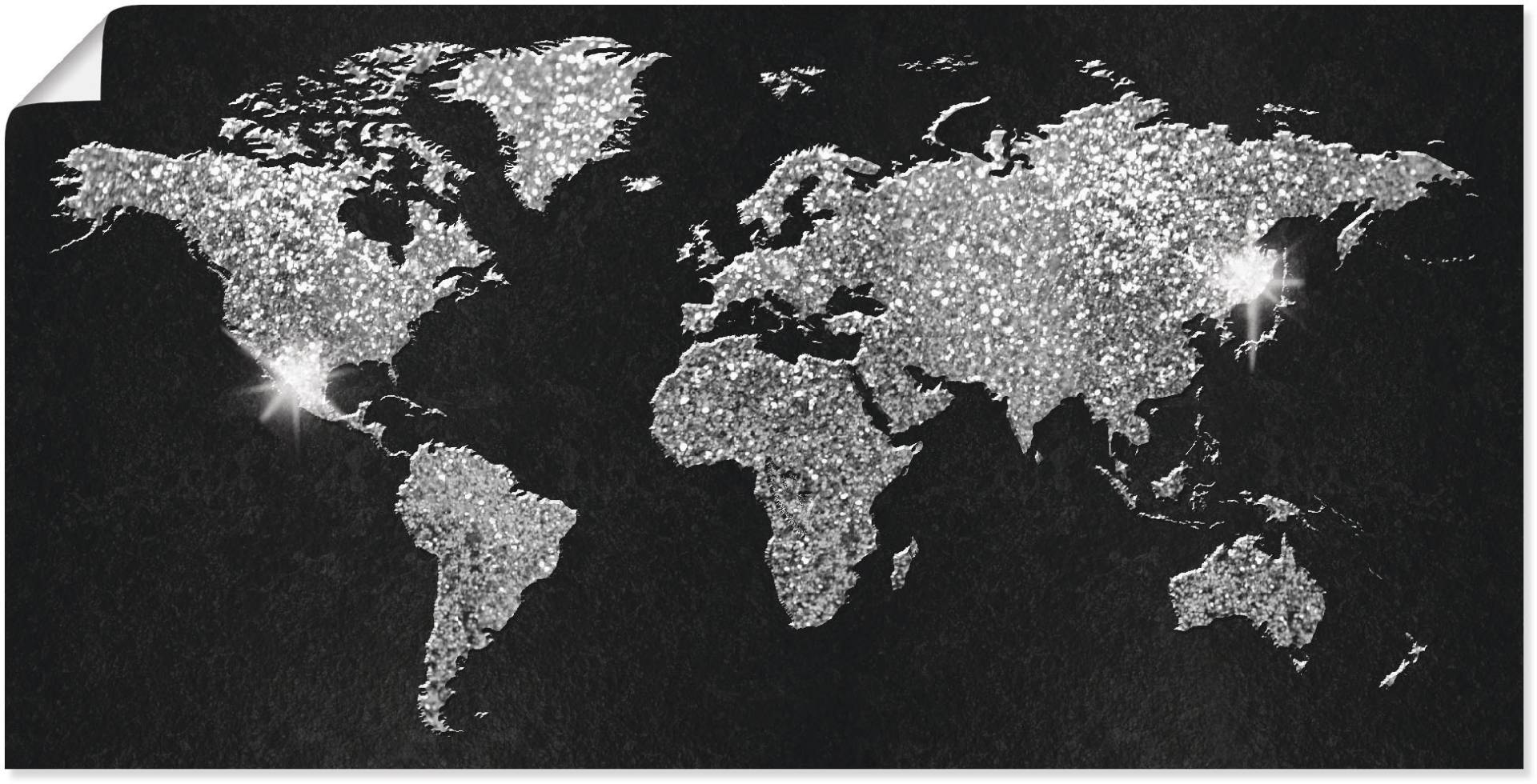 Artland Wandbild »Weltkarte Glitzer«, Land- & Weltkarten, (1 St.) von Artland