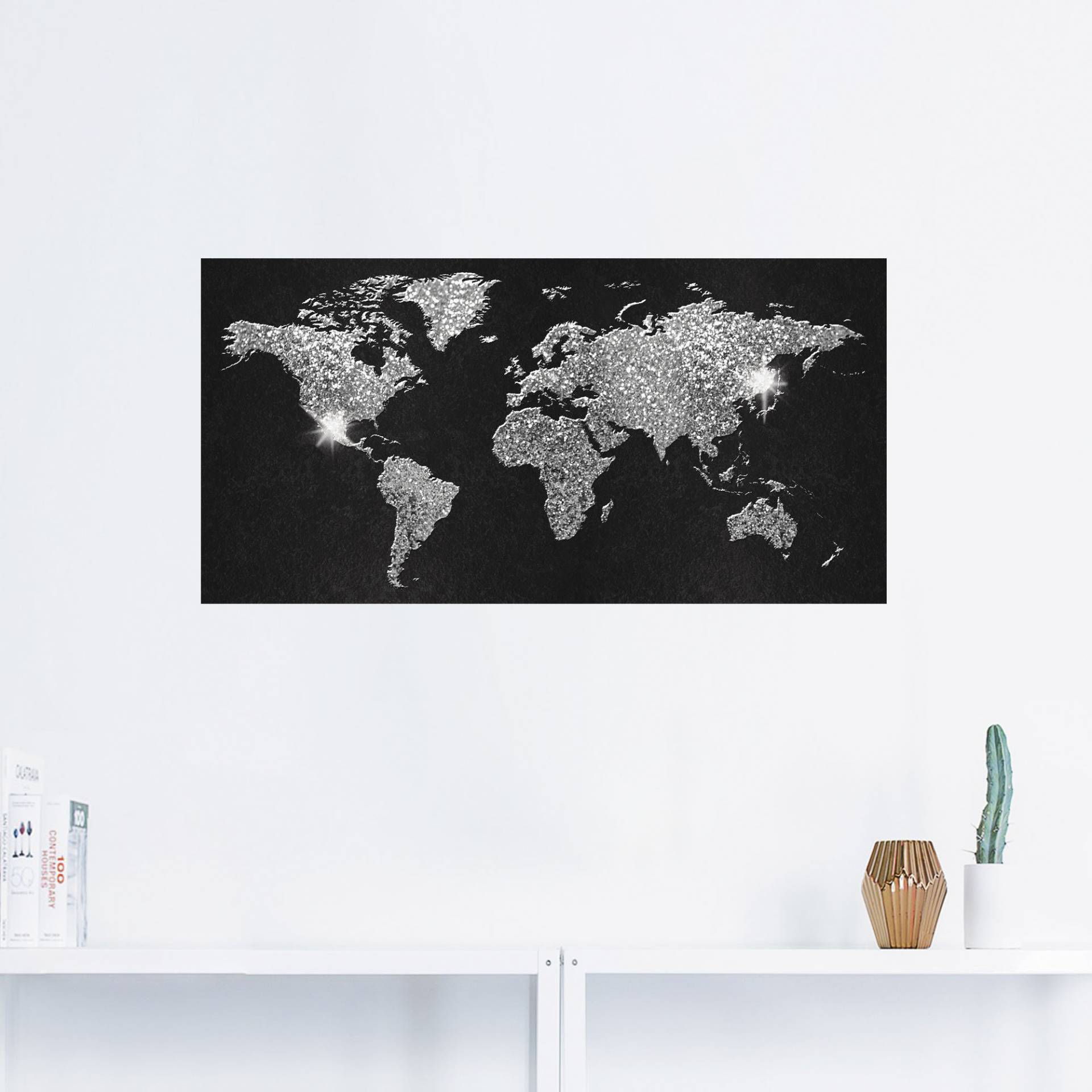Artland Wandbild »Weltkarte Glitzer«, Land- & Weltkarten, (1 St.), als Alubild, Outdoorbild, Leinwandbild, Poster, Wandaufkleber von Artland