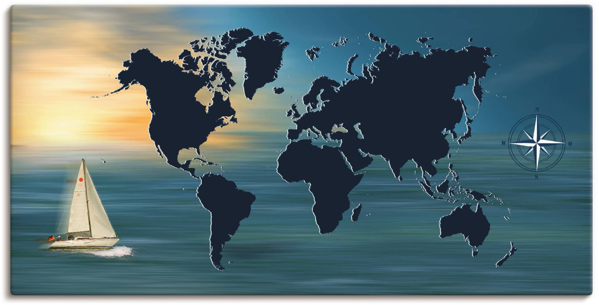 Artland Wandbild »Weltumsegelung mit Weltkarte«, Landkarten, (1 St.) von Artland