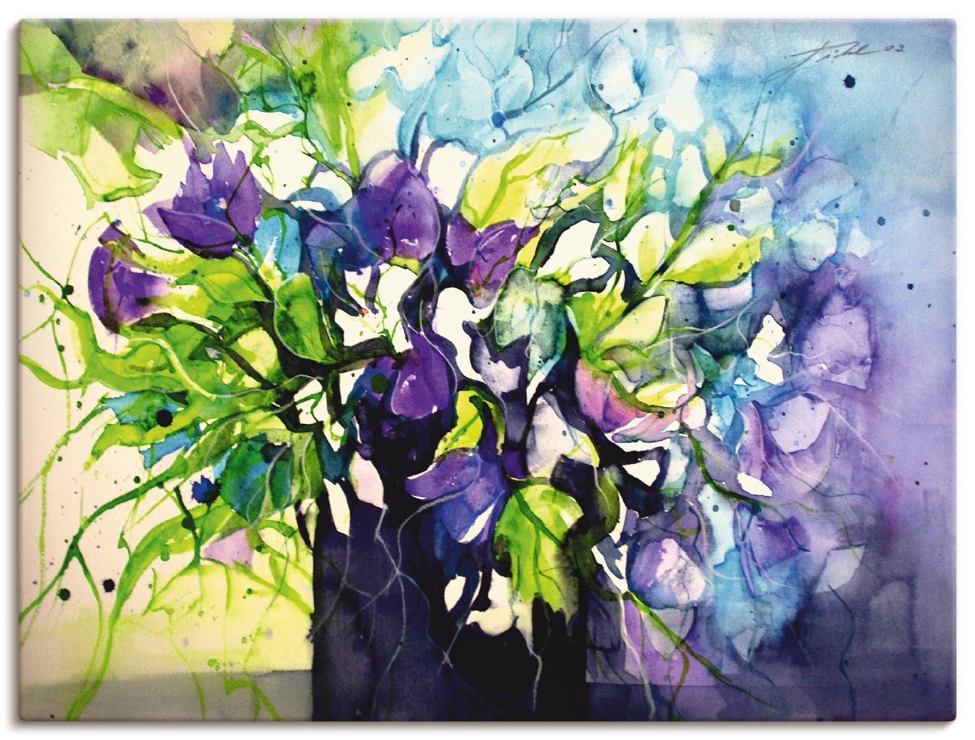 Artland Leinwandbild »Wicken in schwarzer Vase«, Blumen, (1 St.) von Artland