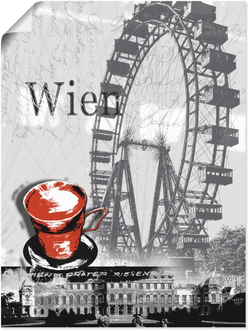 Artland Wandbild »Wien - Melange - Kaffee«, Gebäude, (1 St.), als Alubild, Outdoorbild, Leinwandbild, Poster in verschied. Grössen von Artland