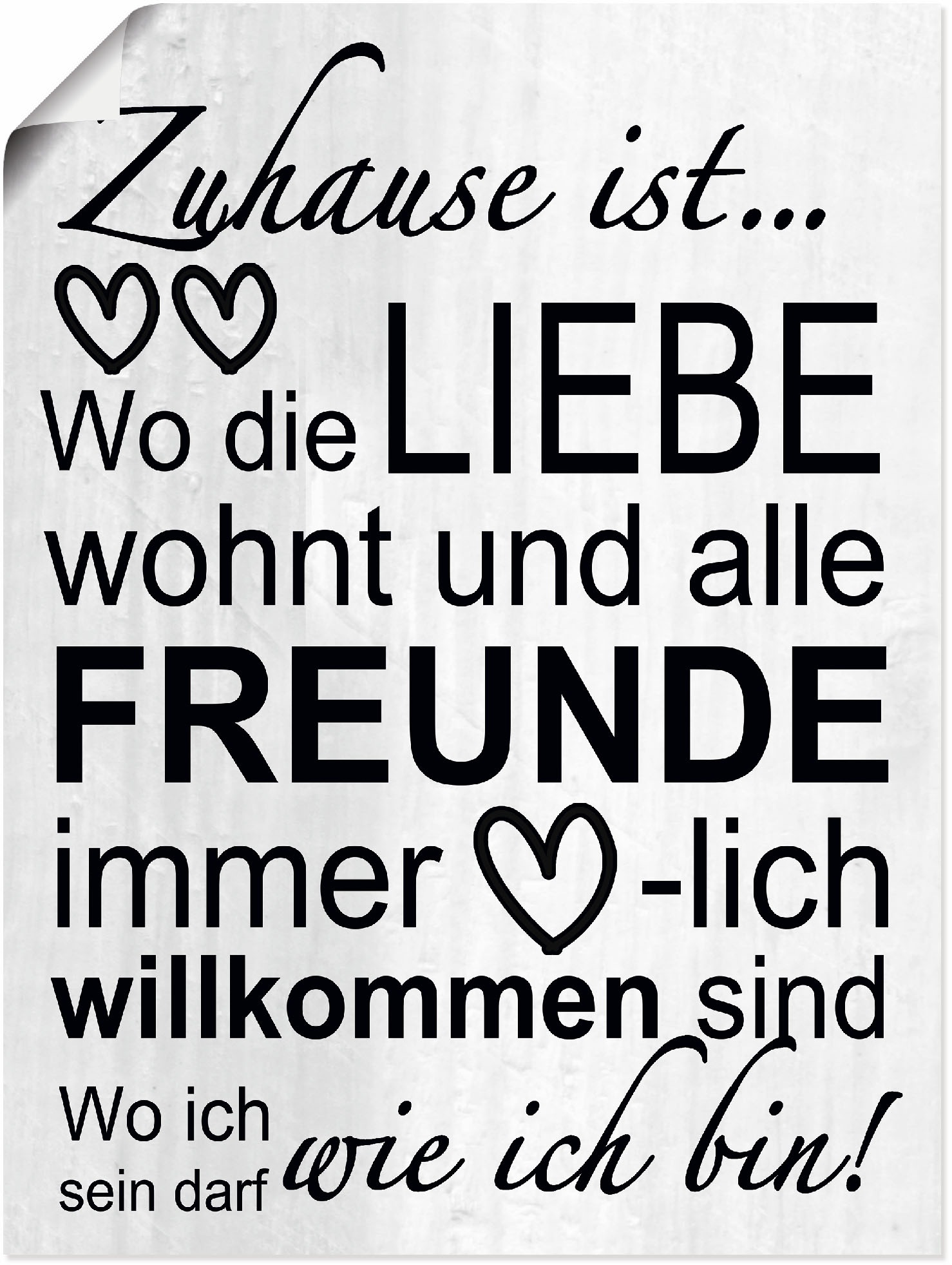 Artland Wandbild »Wo die Liebe wohnt«, Sprüche & Texte, (1 St.) von Artland