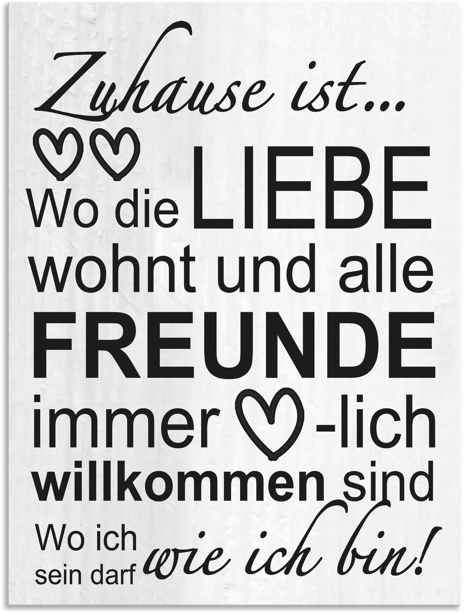 Artland Wandbild »Wo die Liebe wohnt«, Sprüche & Texte, (1 St.), als Alubild, Outdoorbild, Leinwandbild, Poster, Wandaufkleber von Artland
