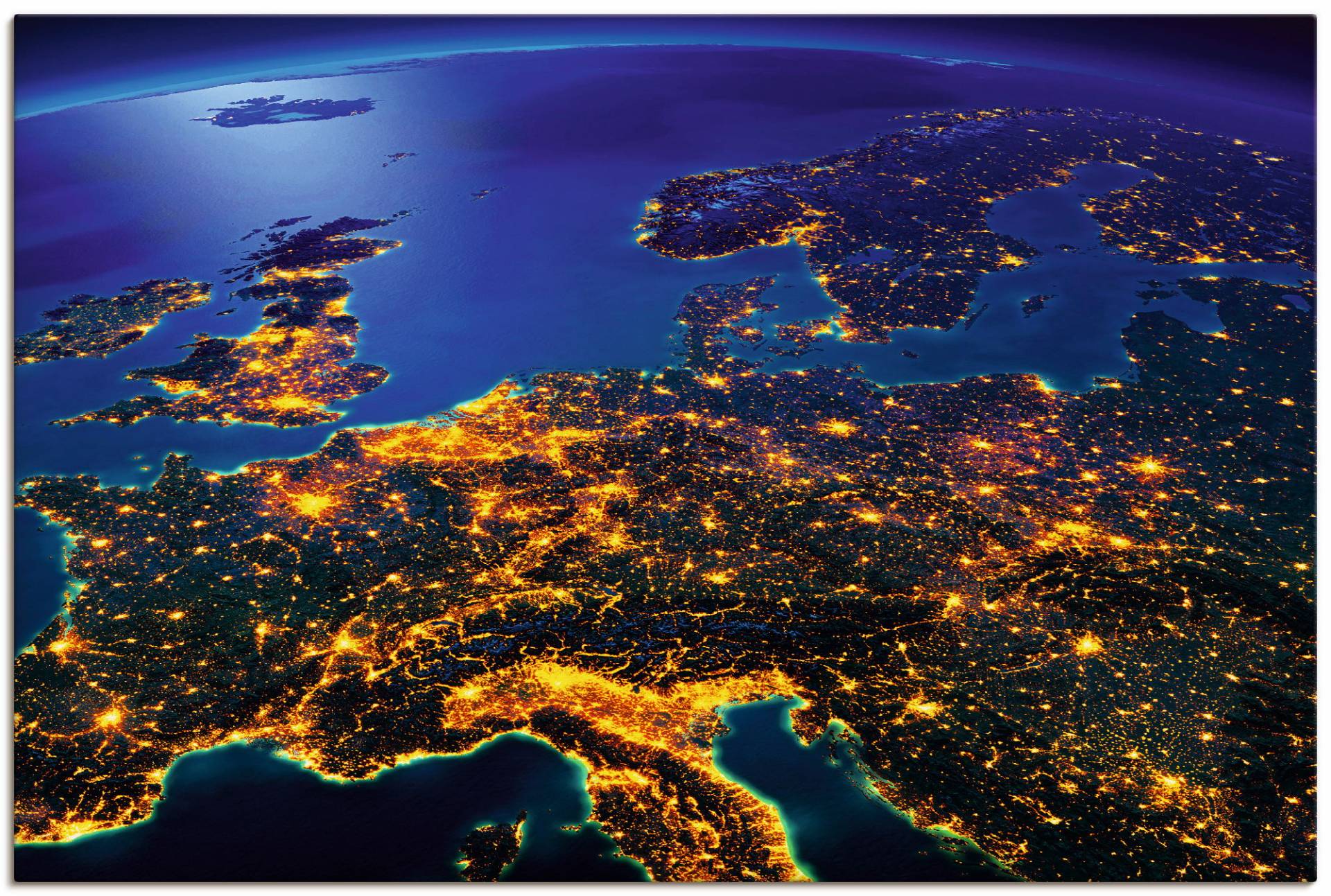 Artland Wandbild »Zentral Europa vom Weltraum«, Weltall & Kosmos, (1 St.) von Artland