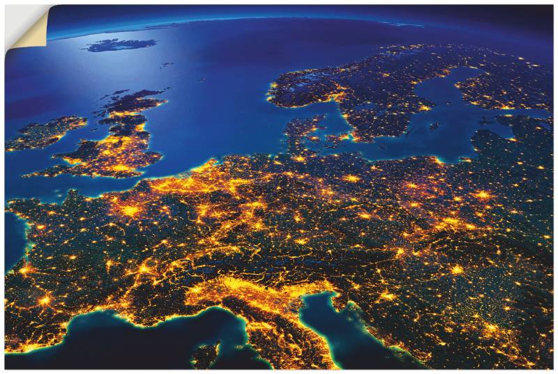 Artland Wandbild »Zentral Europa vom Weltraum«, Weltall & Kosmos, (1 St.) von Artland