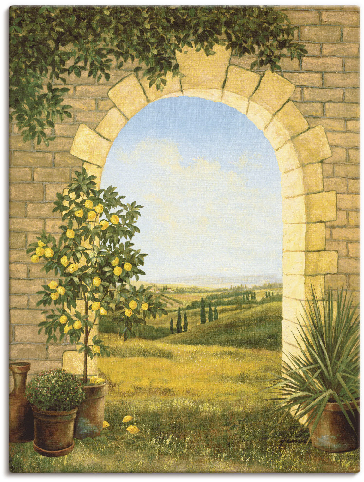 Artland Wandbild »Zitronenbaum vorm Torbogen II«, Fensterblick, (1 St.) von Artland