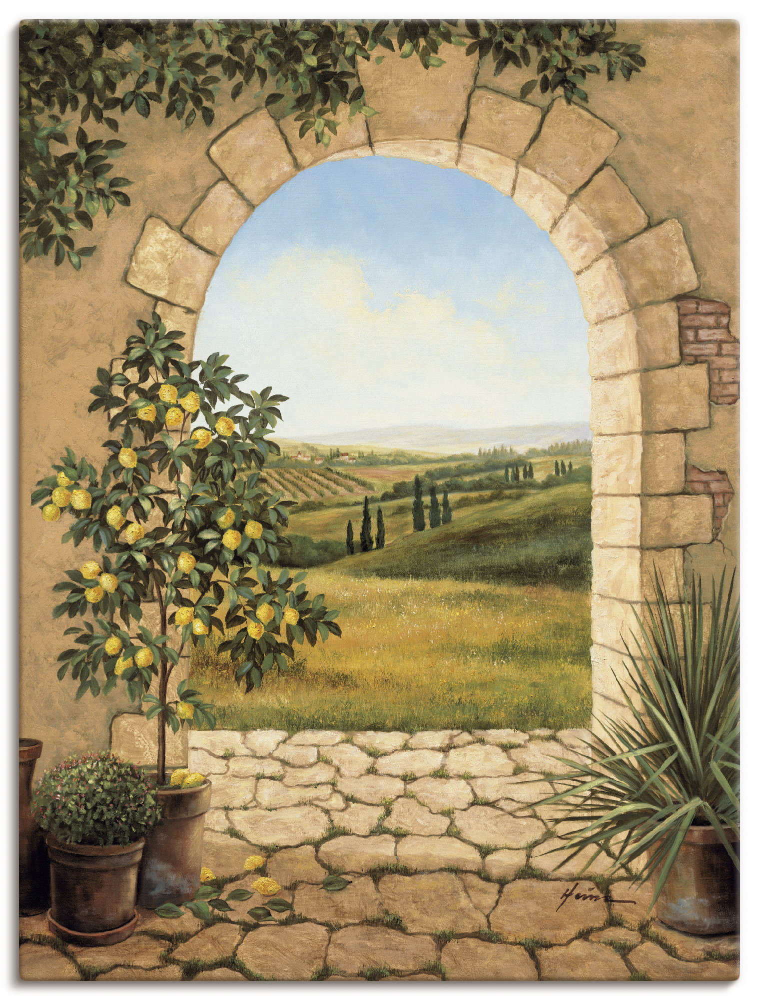 Artland Wandbild »Zitronenbaum vorm Torbogen«, Fensterblick, (1 St.) von Artland