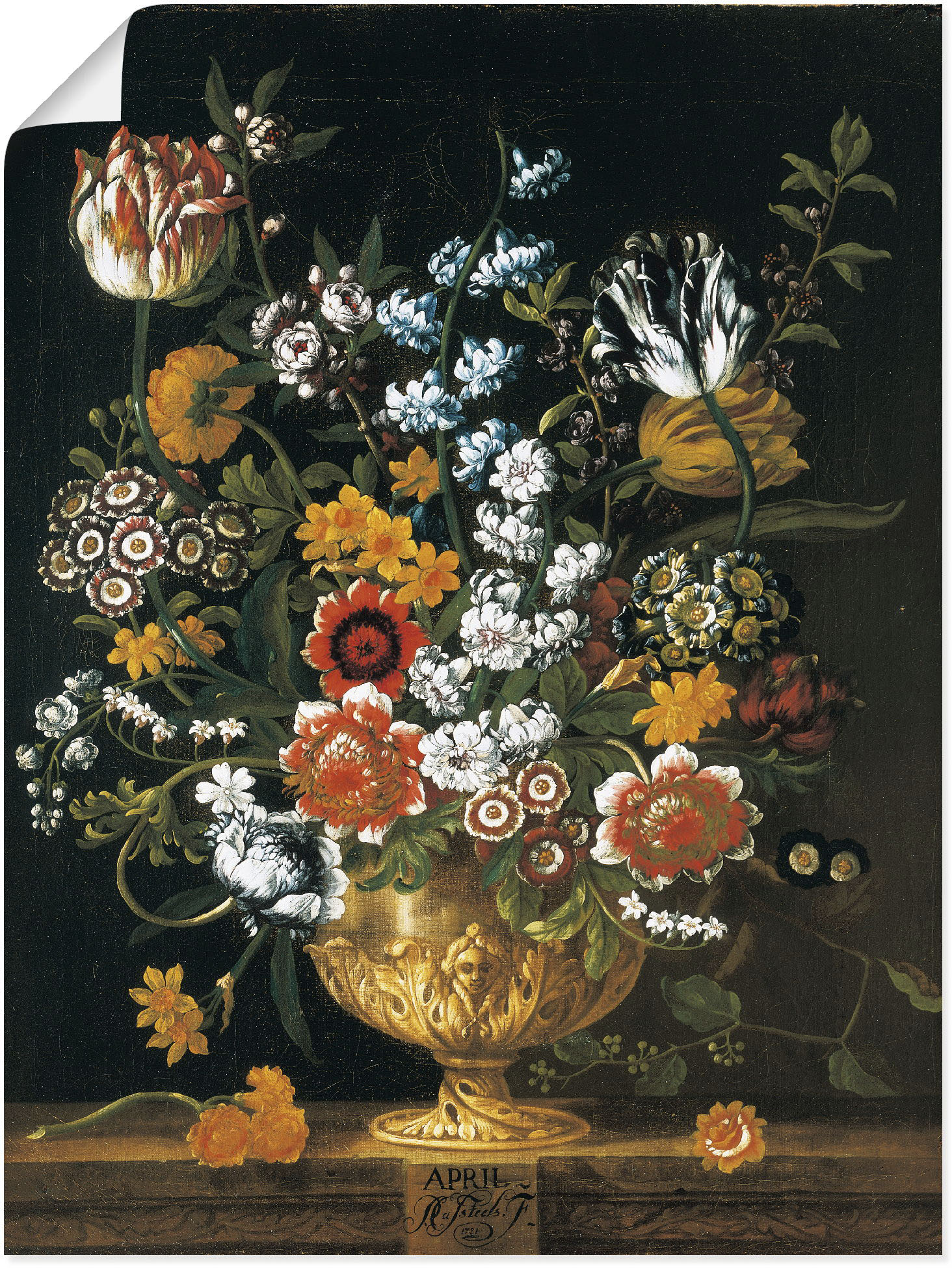 Artland Kunstdruck »Zwölf Monate. Floraler Kalender April«, Arrangements, (1 St.) von Artland