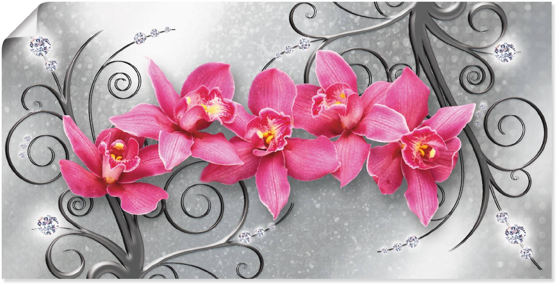 Artland Wandbild »rosa Orchideen auf Ornamenten«, Blumenbilder, (1 St.) von Artland