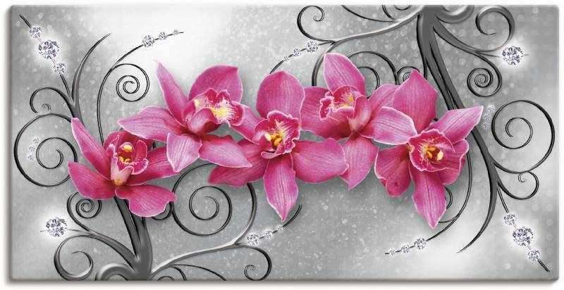 Artland Wandbild »rosa Orchideen auf Ornamenten«, Blumenbilder, (1 St.) von Artland