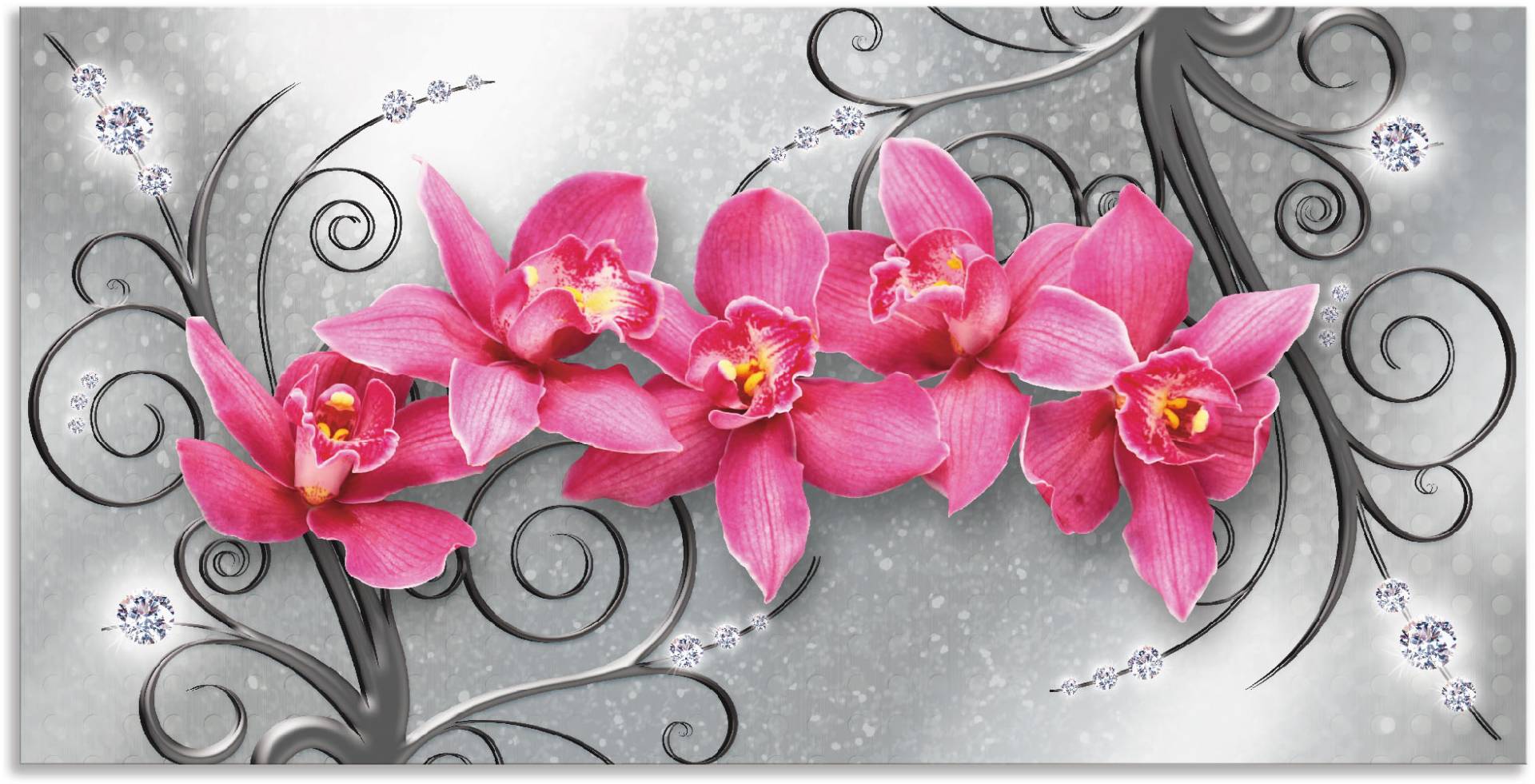Artland Wandbild »rosa Orchideen auf Ornamenten«, Blumenbilder, (1 St.), als Alubild, Outdoorbild, Leinwandbild, Poster, Wandaufkleber von Artland