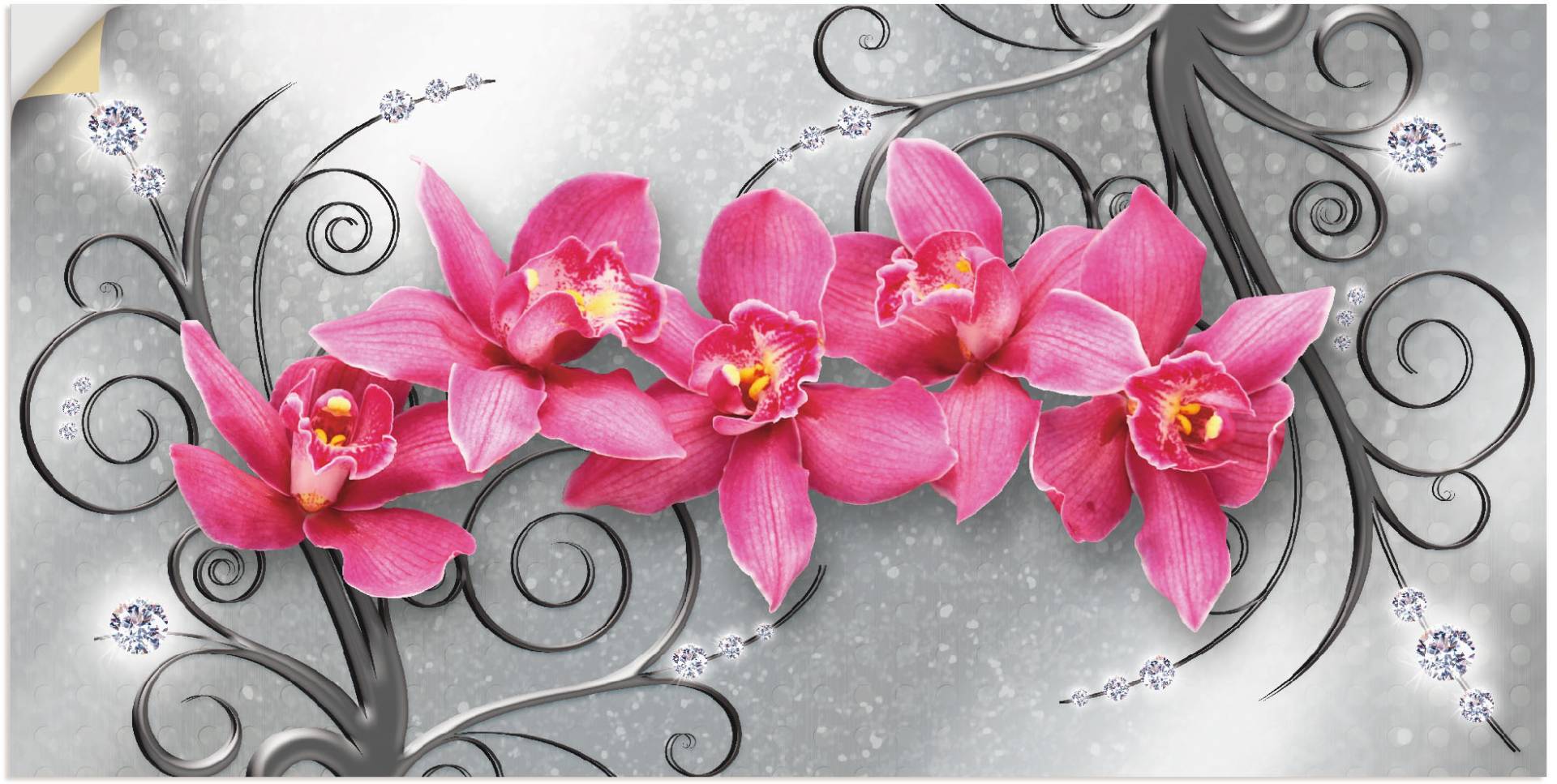 Artland Wandbild »rosa Orchideen auf Ornamenten«, Blumenbilder, (1 St.) von Artland