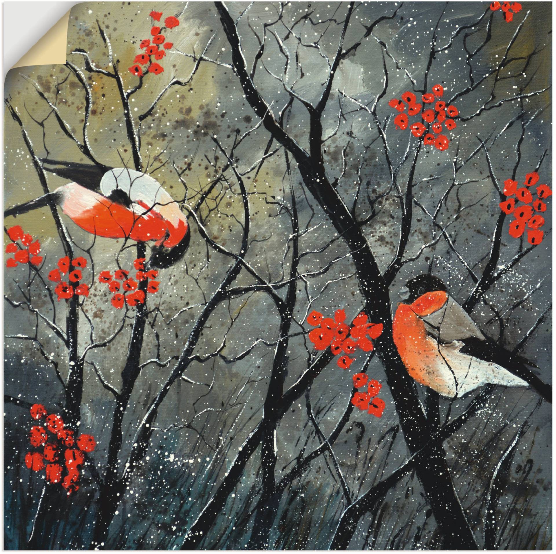 Artland Wandbild »rote Vögel im Winter«, Vögel, (1 St.) von Artland