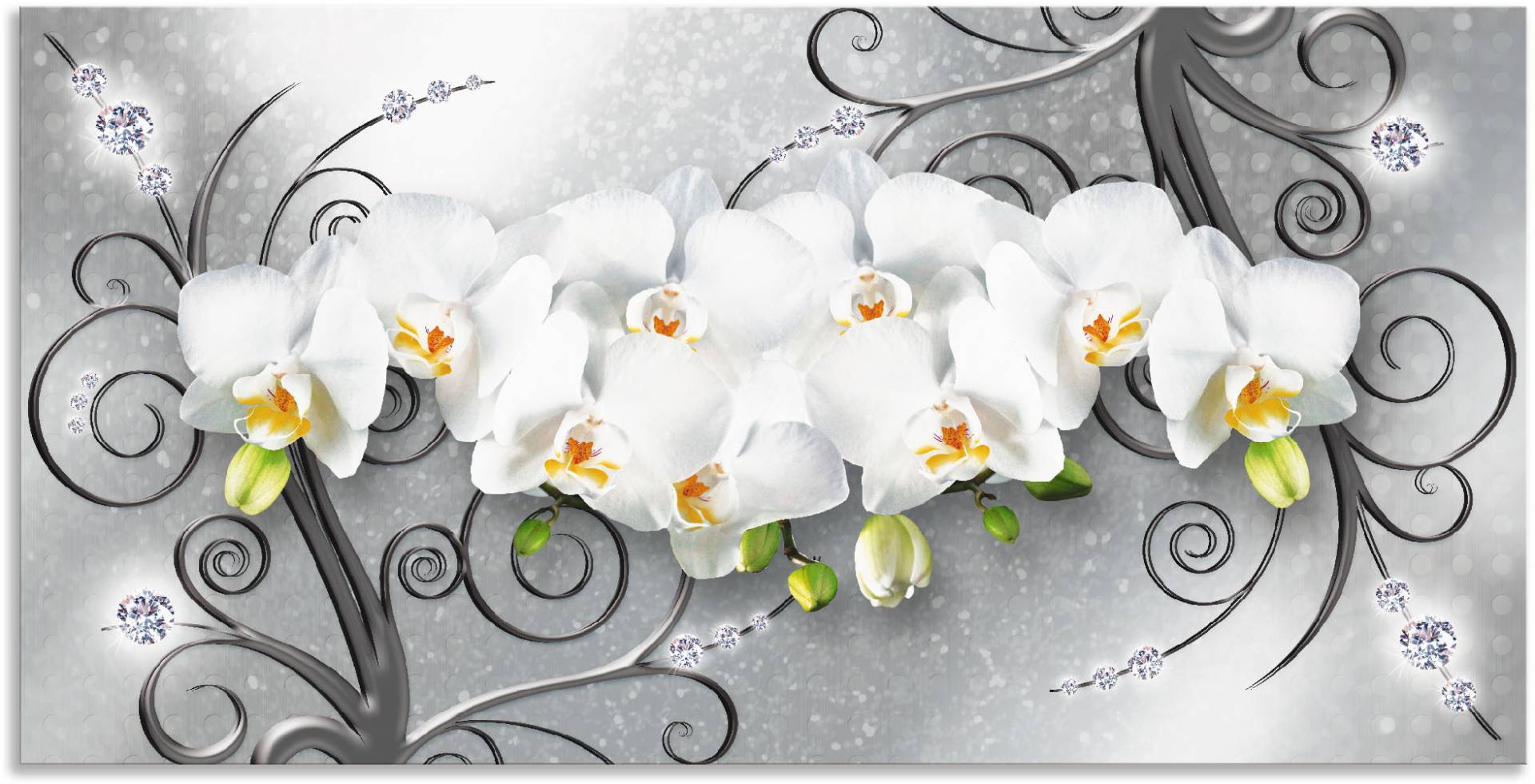 Artland Wandbild »weisse Orchideen auf Ornamenten«, Blumenbilder, (1 St.) von Artland