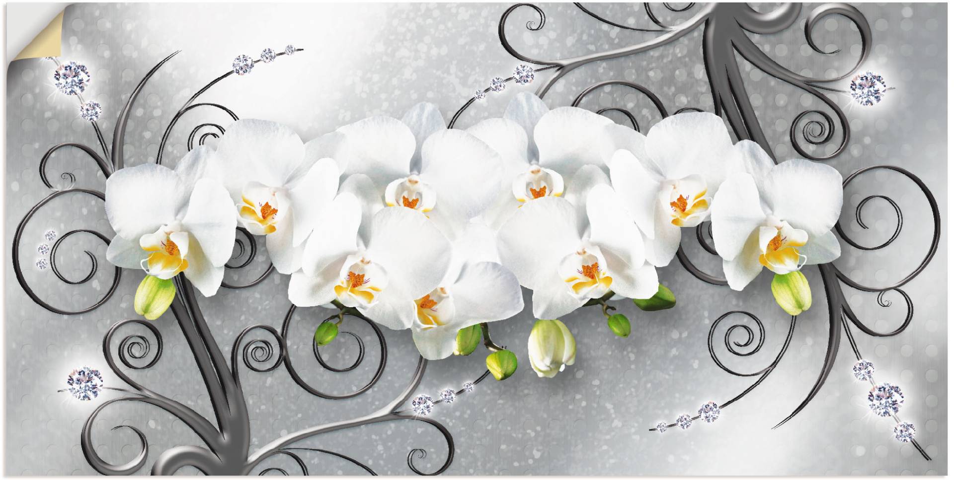 Artland Wandbild »weisse Orchideen auf Ornamenten«, Blumenbilder, (1 St.) von Artland