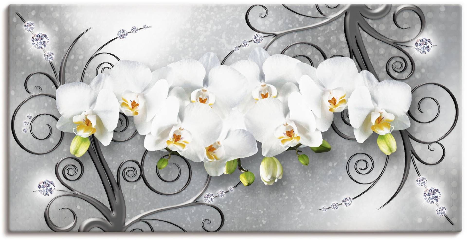 Artland Wandbild »weisse Orchideen auf Ornamenten«, Blumenbilder, (1 St.) von Artland