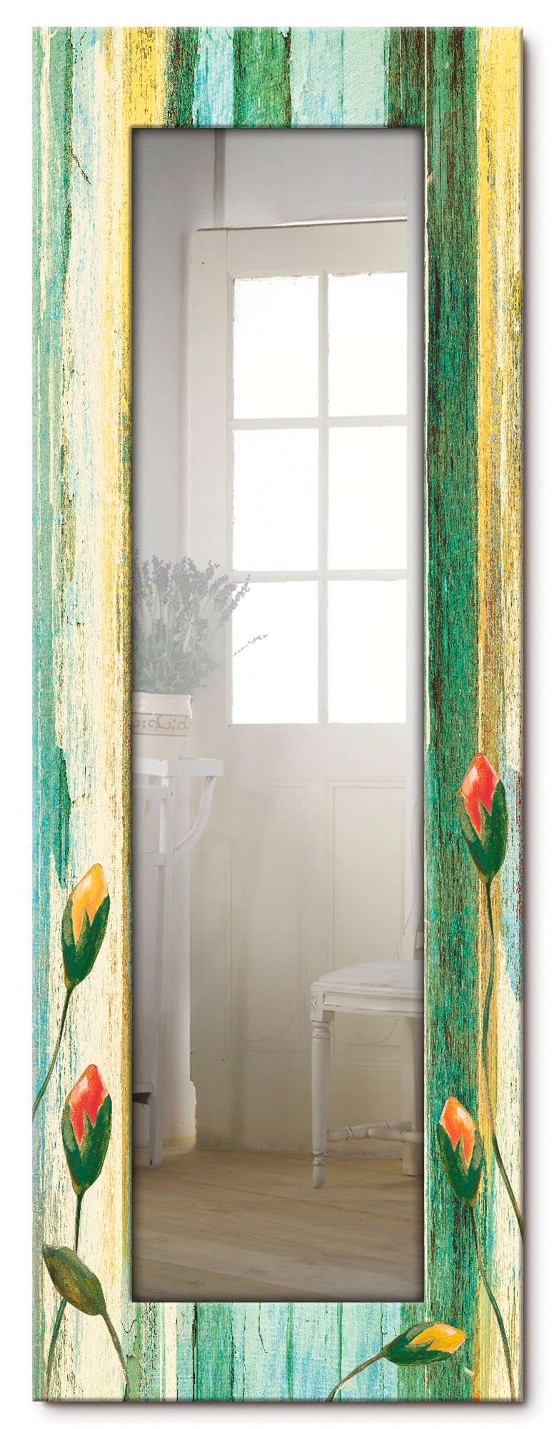 Artland Dekospiegel »Bunte Blumen«, gerahmter Ganzkörperspiegel, Wandspiegel, mit Motivrahmen, Landhaus von Artland