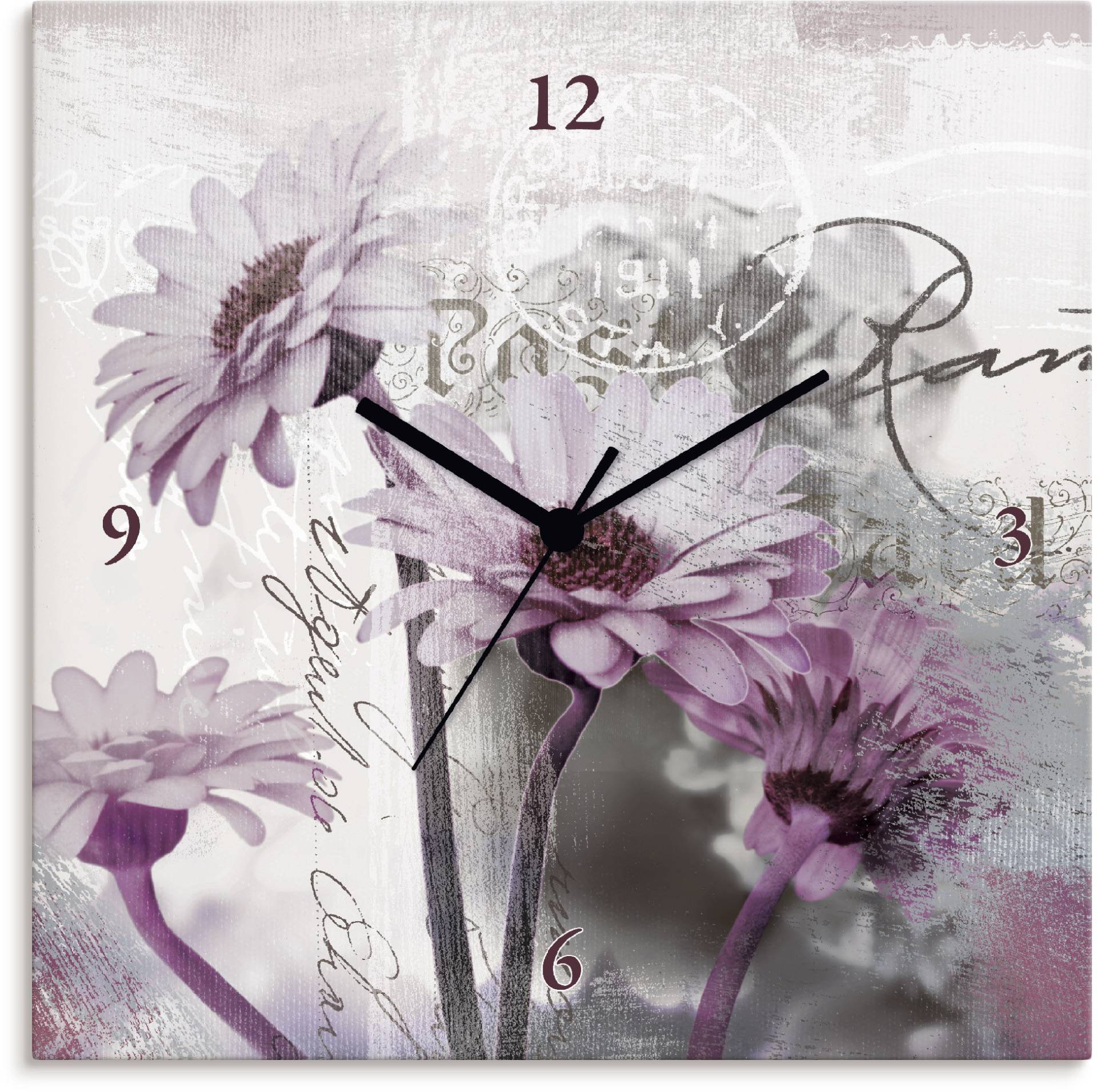 Artland Wanduhr »Fotocollage - Gerberas, lila« von Artland