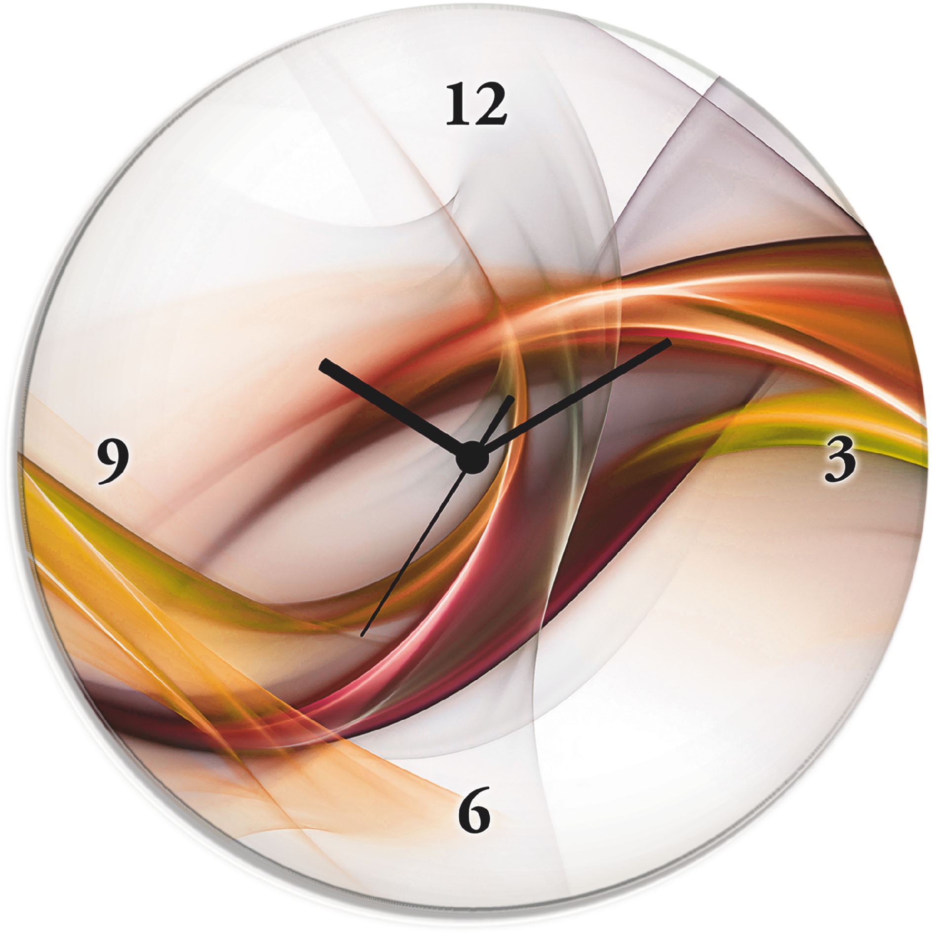Artland Wanduhr »Glasuhr rund Abstrakes Design Orange«, wahlweise mit Quarz- oder Funkuhrwerk, lautlos ohne Tickgeräusche von Artland