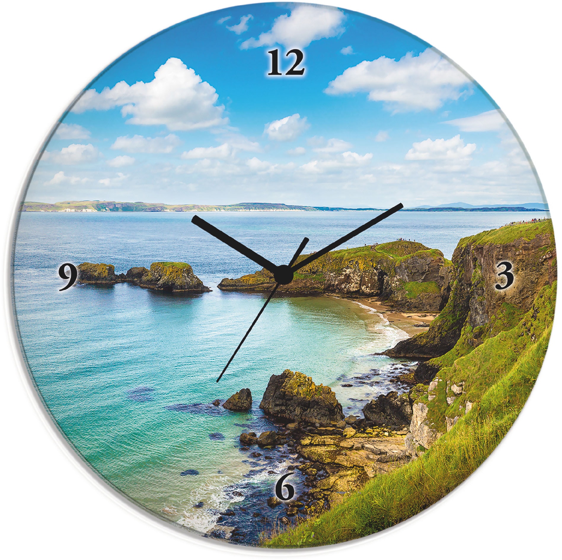 Artland Wanduhr »Glasuhr rund Küstenweg in Carrick-a-Rede« von Artland