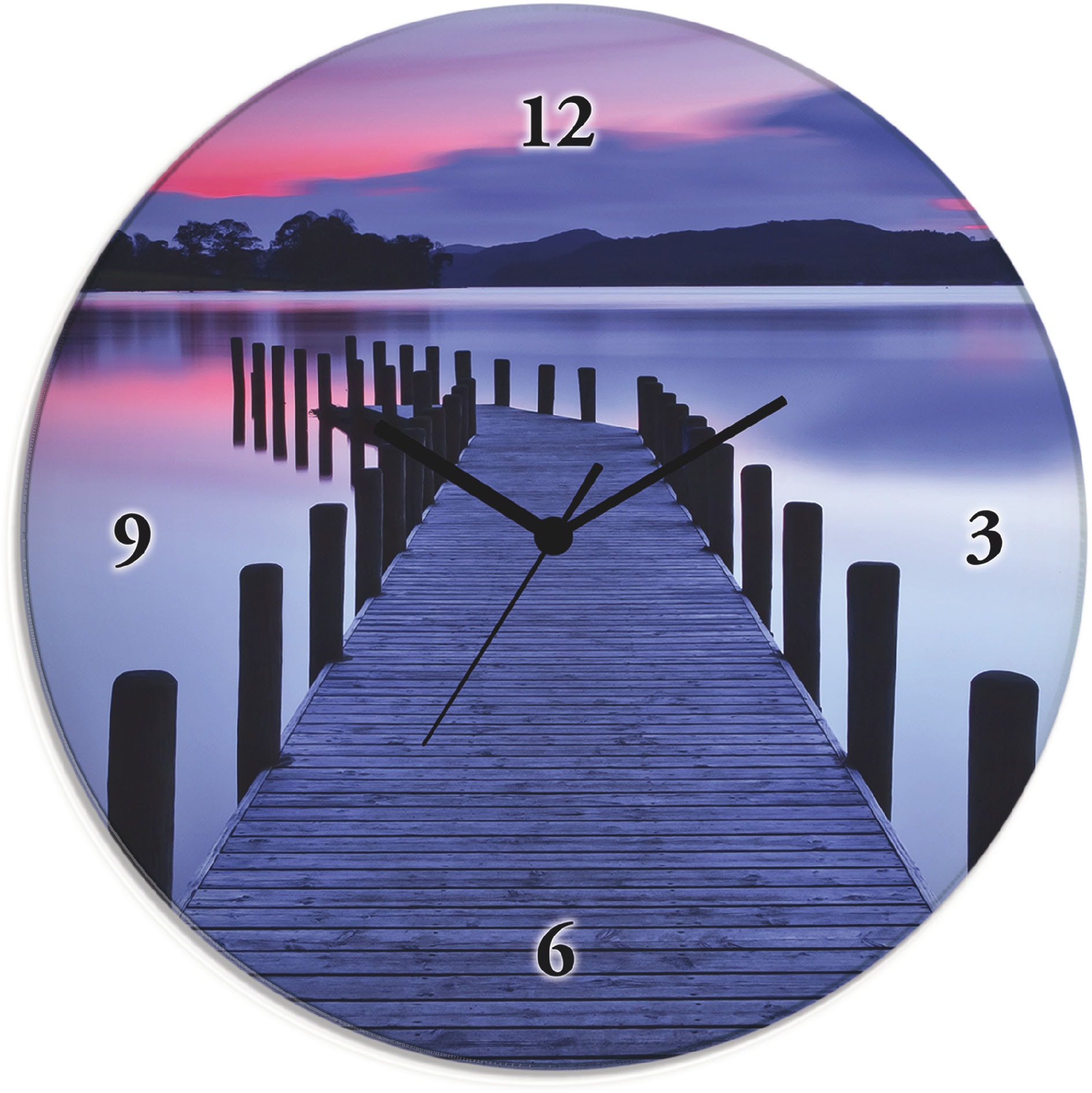 Artland Wanduhr »Glasuhr rund Panorama Steg Coniston Water«, wahlweise mit Quarz- oder Funkuhrwerk, lautlos ohne Tickgeräusche Artland Wanduhr »Glasuhr rund Panorama Steg Coniston Water«, wahlweise mit Quarz- oder Funkuhrwerk, lautlos ohne Tickgeräusche von Artland