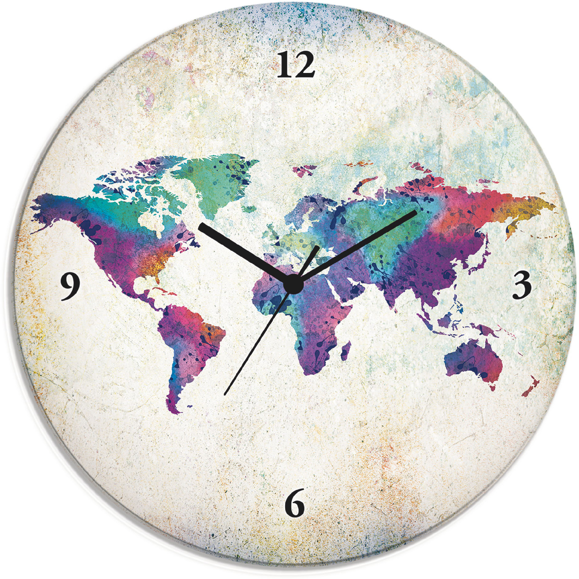 Artland Wanduhr »Glasuhr rund bunte Weltkarte«, wahlweise mit Quarz- oder Funkuhrwerk, lautlos ohne Tickgeräusche Artland Wanduhr »Glasuhr rund bunte Weltkarte«, wahlweise mit Quarz- oder Funkuhrwerk, lautlos ohne Tickgeräusche von Artland
