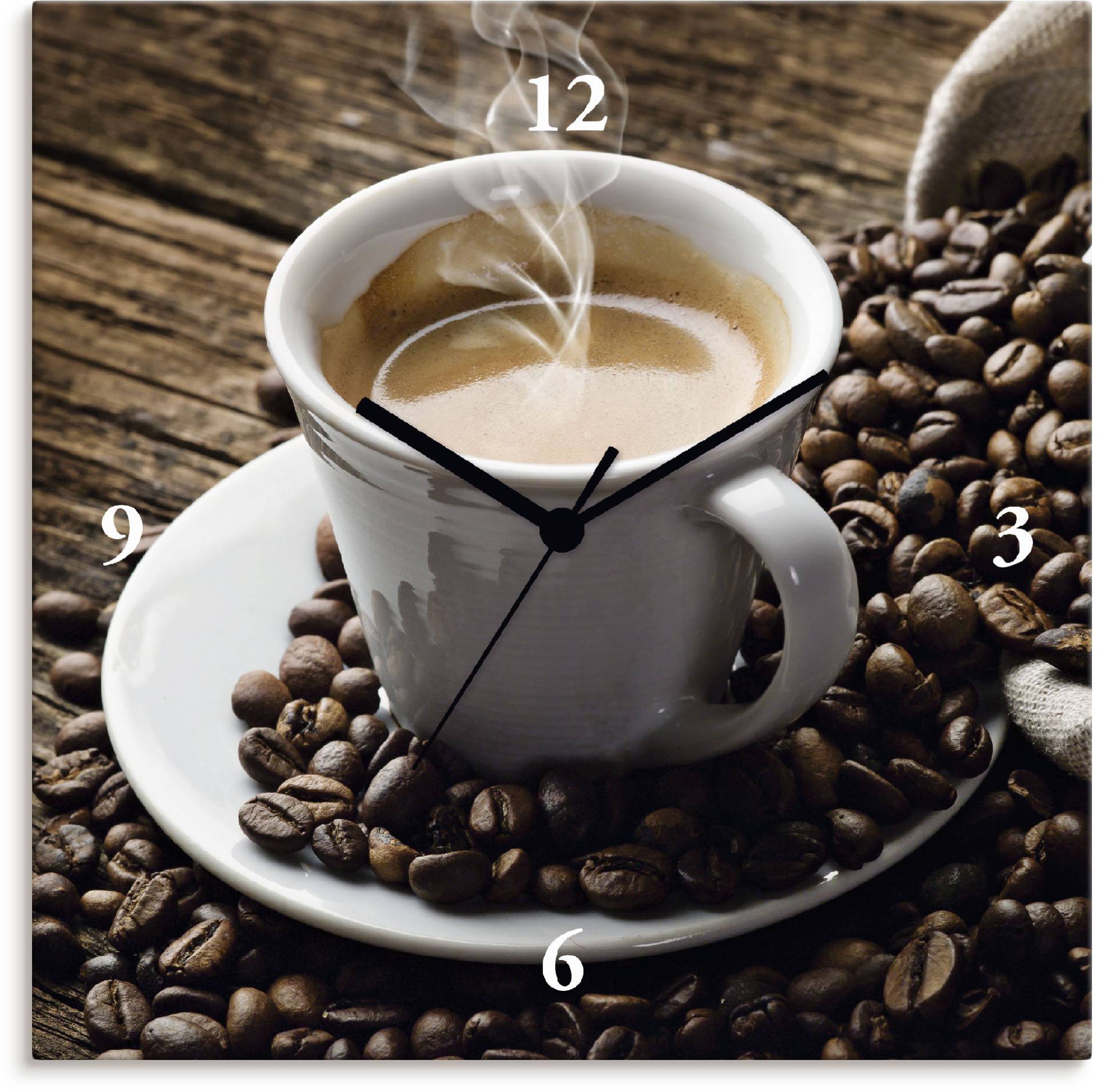 Artland Wanduhr »Heisser Kaffee - dampfender Kaffee« von Artland