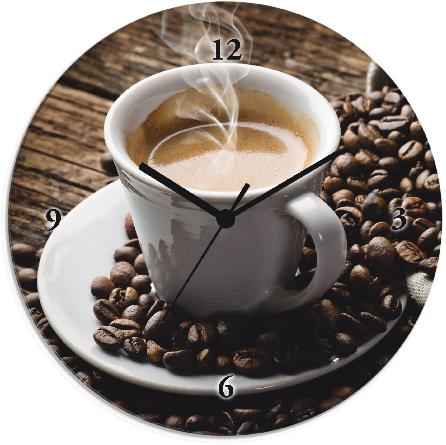 Artland Wanduhr »Heisser Kaffee - dampfender Kaffee«, wahlweise mit Quarz- oder Funkuhrwerk, lautlos ohne Tickgeräusche Artland Wanduhr »Heisser Kaffee - dampfender Kaffee«, wahlweise mit Quarz- oder Funkuhrwerk, lautlos ohne Tickgeräusche von Artland