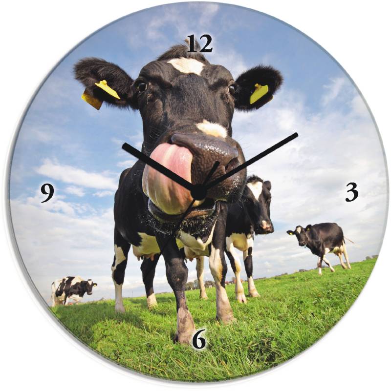 Artland Wanduhr »Holstein-Kuh mit gewaltiger Zunge« von Artland