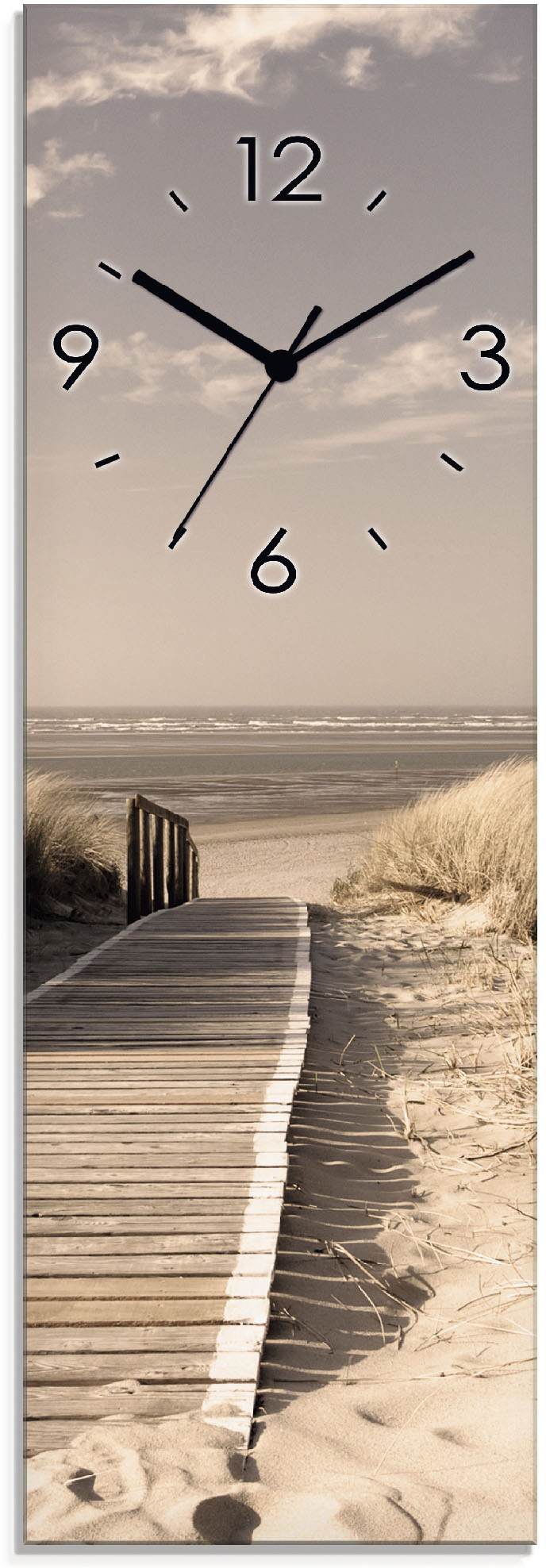 Artland Wanduhr »Nordseestrand auf Langeoog - Steg_Sepia« von Artland