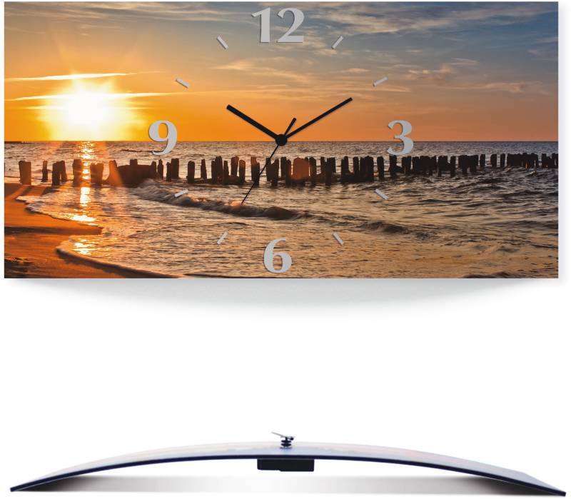 Artland Wanduhr »Schöner Sonnenuntergang am Strand«, 3D Optik gebogen, mit Quarz- oder Funkuhrwerk, versch. Grössen von Artland