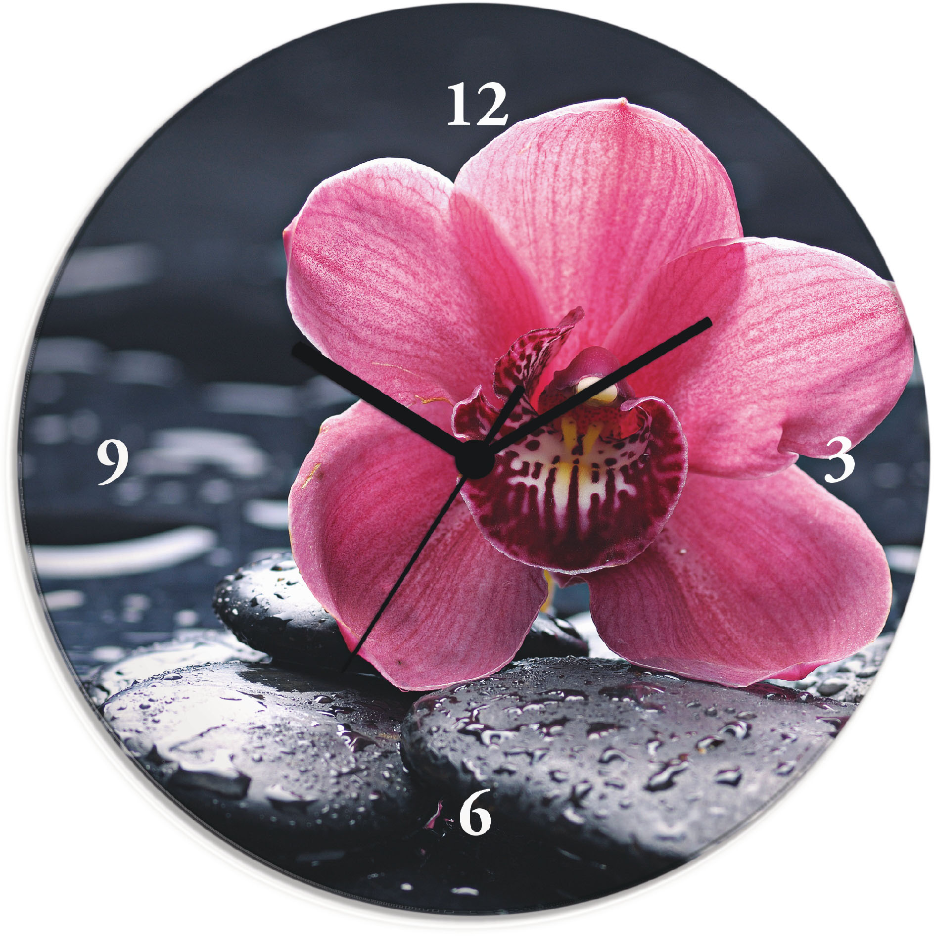 Artland Wanduhr »Stillleben mit Kiesel und einer Orchidee« von Artland