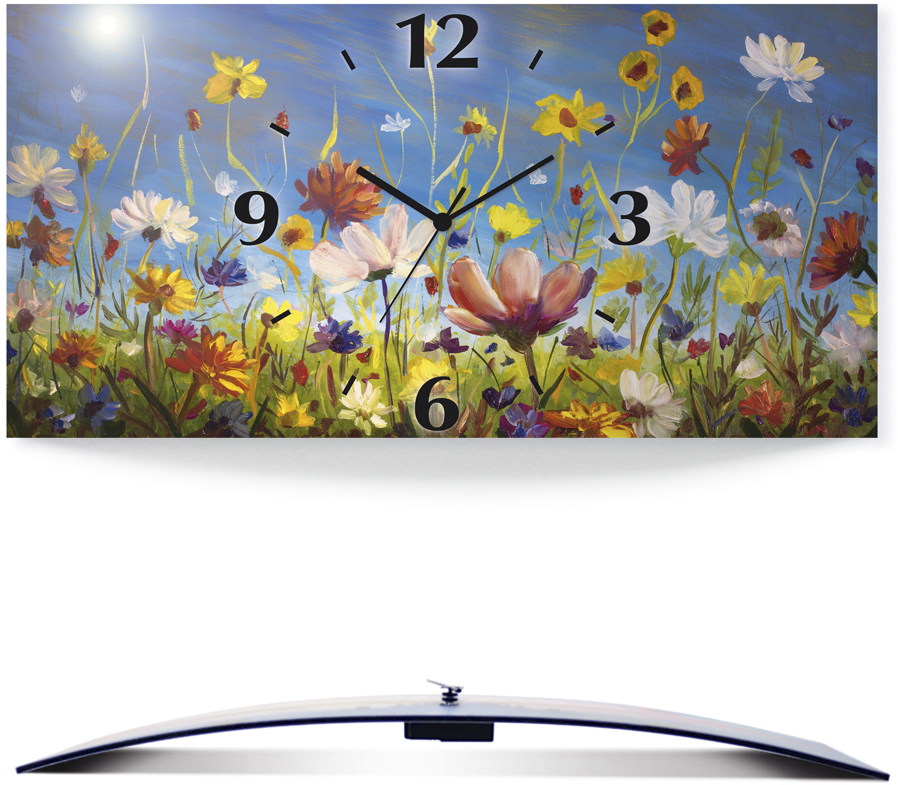 Artland Wanduhr »Wildblumenwiese«, 3D Optik gebogen, mit Quarz- oder Funkuhrwerk, versch. Grössen von Artland