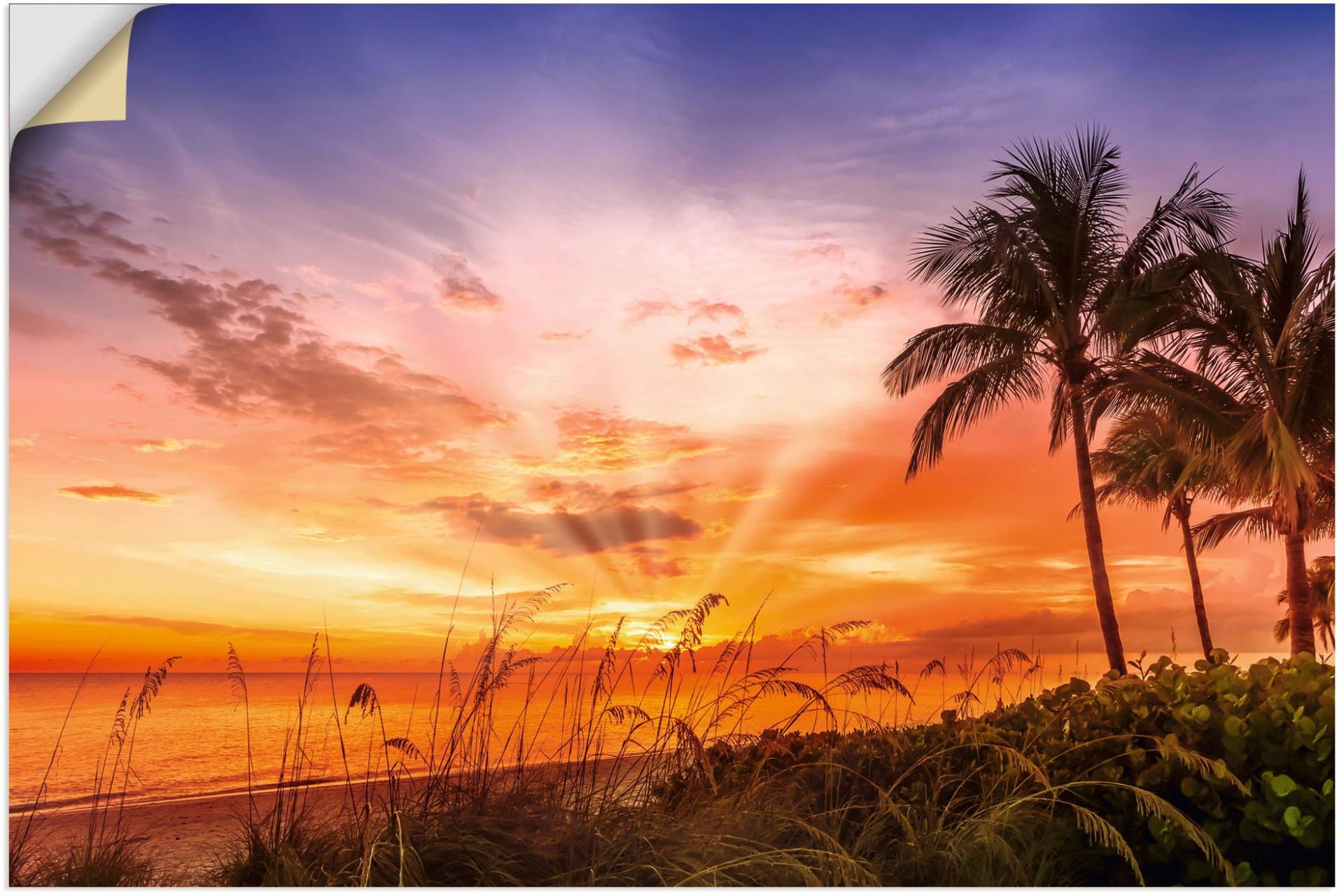 • Artland Wandbild »BONITA BEACH Malerischer Sonnenuntergang«, (1 St.), in vielen Grössen & Produktarten - Alubild/-Outdoorbild für den Aussenbereich, Leinwandbild, Poster, Wandaufkleber/Wandtattoo auch für Badezimmer geeignet von Artland