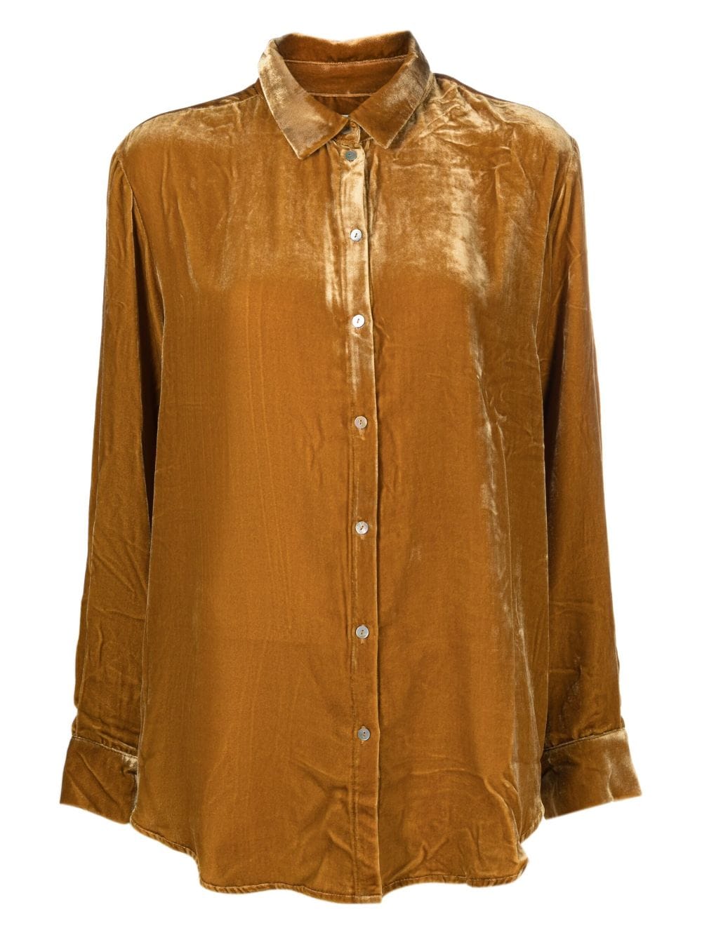 Asceno London velvet pyjama shirt - Gold von Asceno