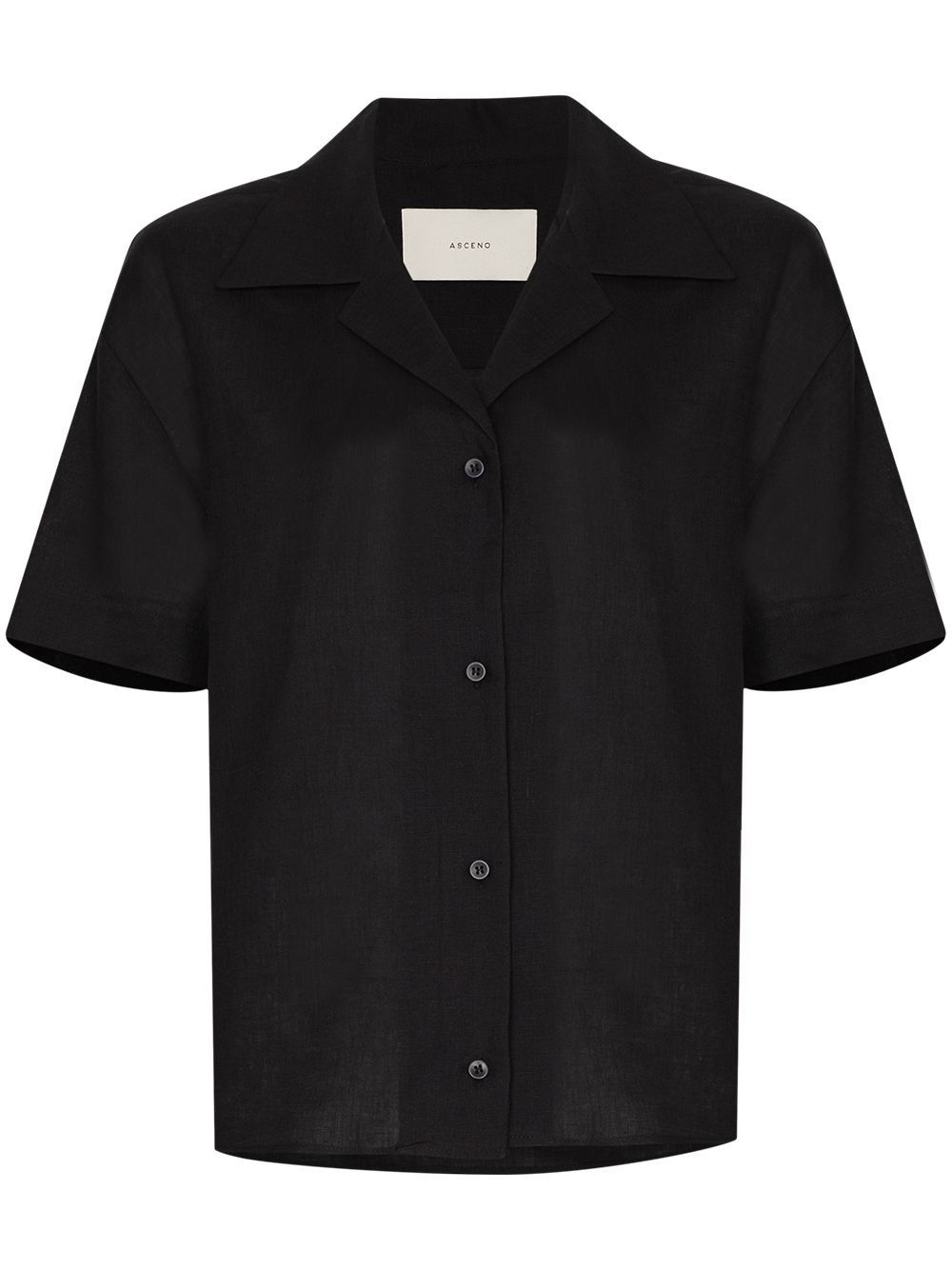 Asceno organic linen button-up shirt - Black von Asceno