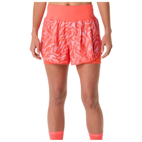 Asics - Women's Road All Over Print 2-n-1 3,5'' Short - Laufshorts Gr L;S;XL rot von Asics